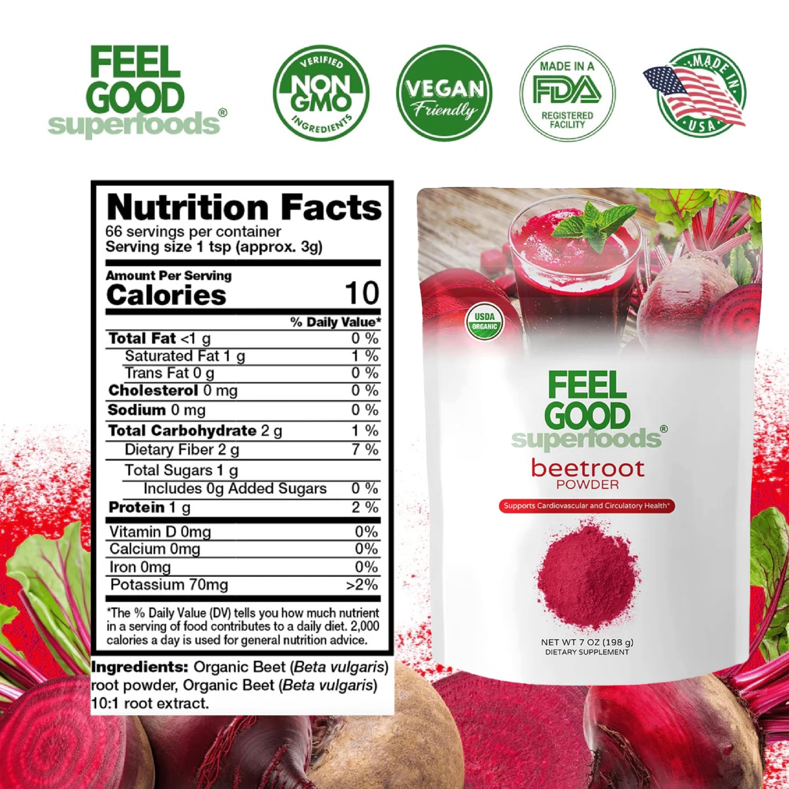 FEEL GOOD poudre betterave smoothie: couleur vive et energie naturelle