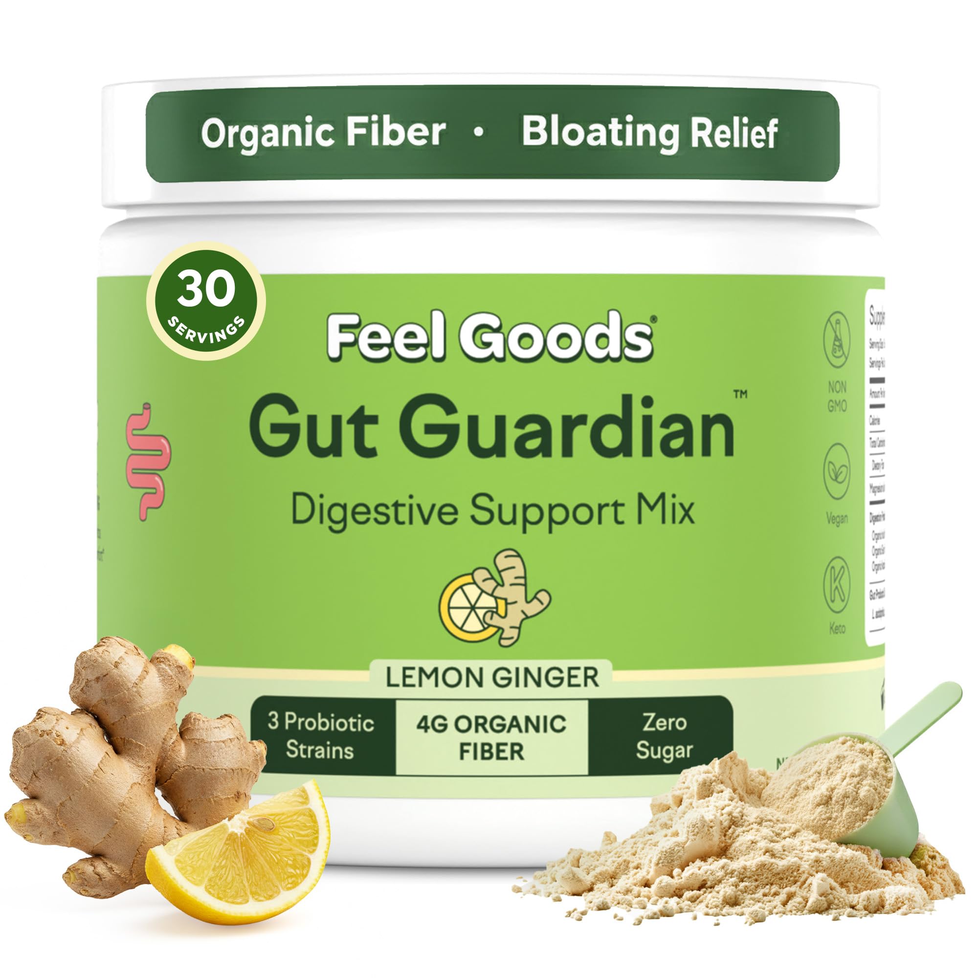 Gut Guardian Feel Goods, poudre digestif citron-gingembre pour le confort intestinal