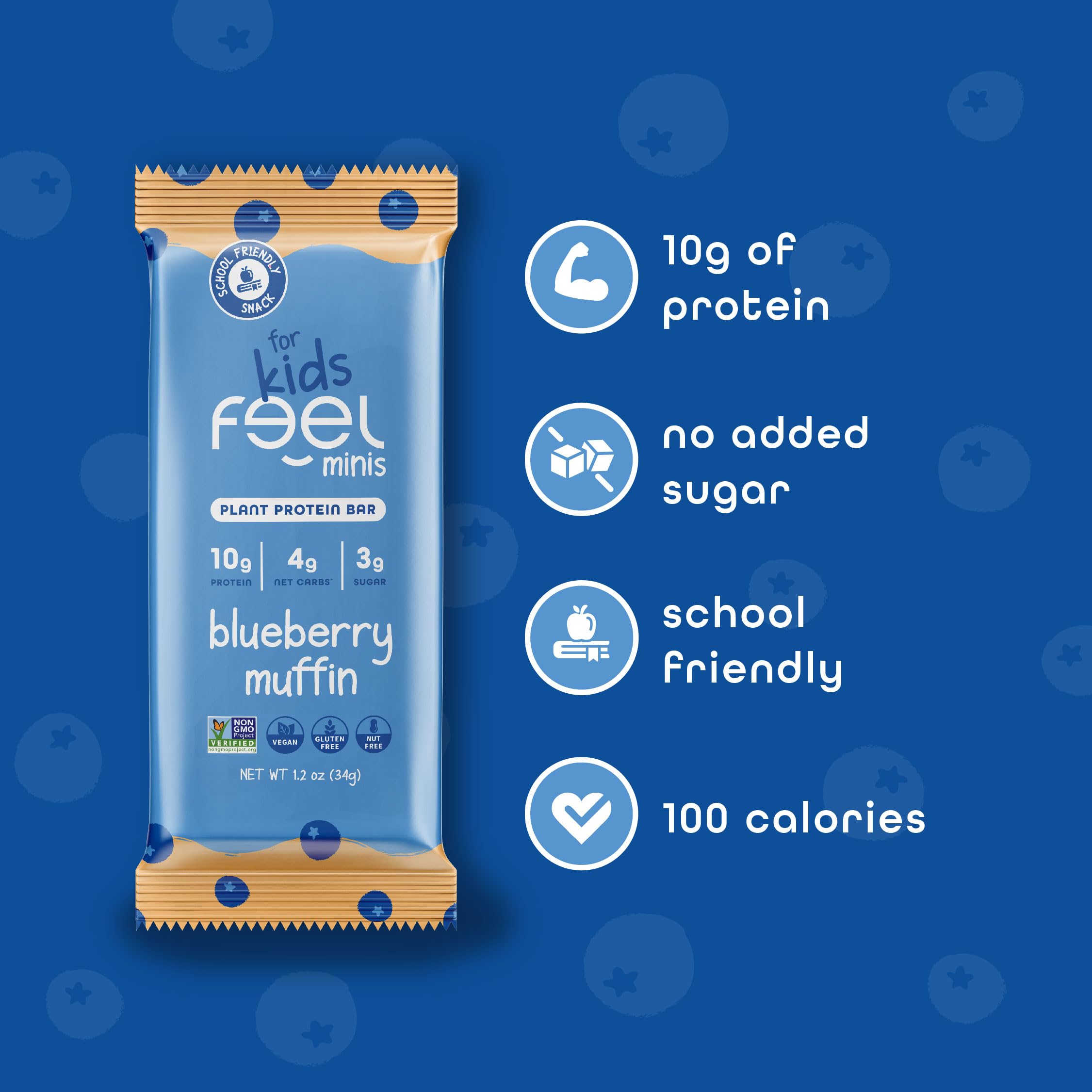 FEEL Kids Protein Bars Minis: couleurs variées, snack attractif et savoureux.