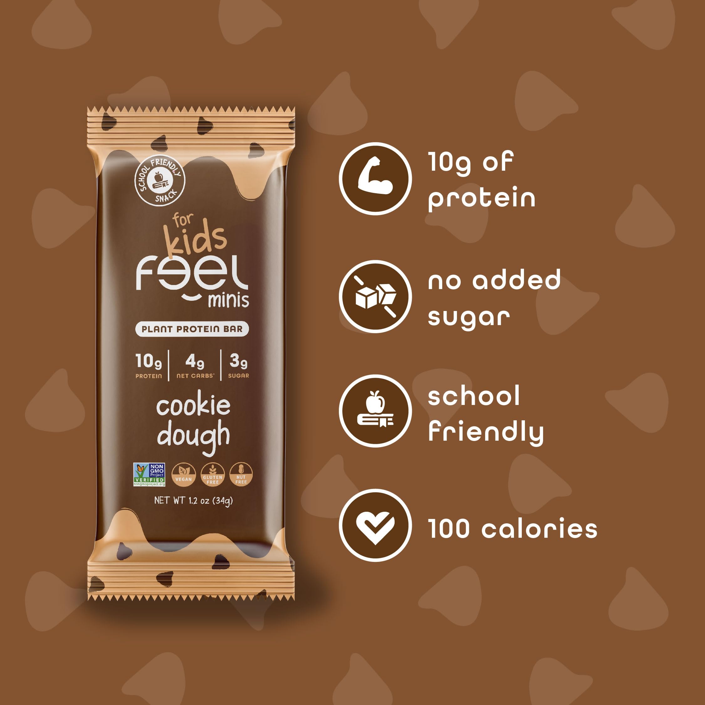FEEL Kids Protein Bars Minis: fiche nutritionnelle rapide, idée snack équilibré pour les familles.