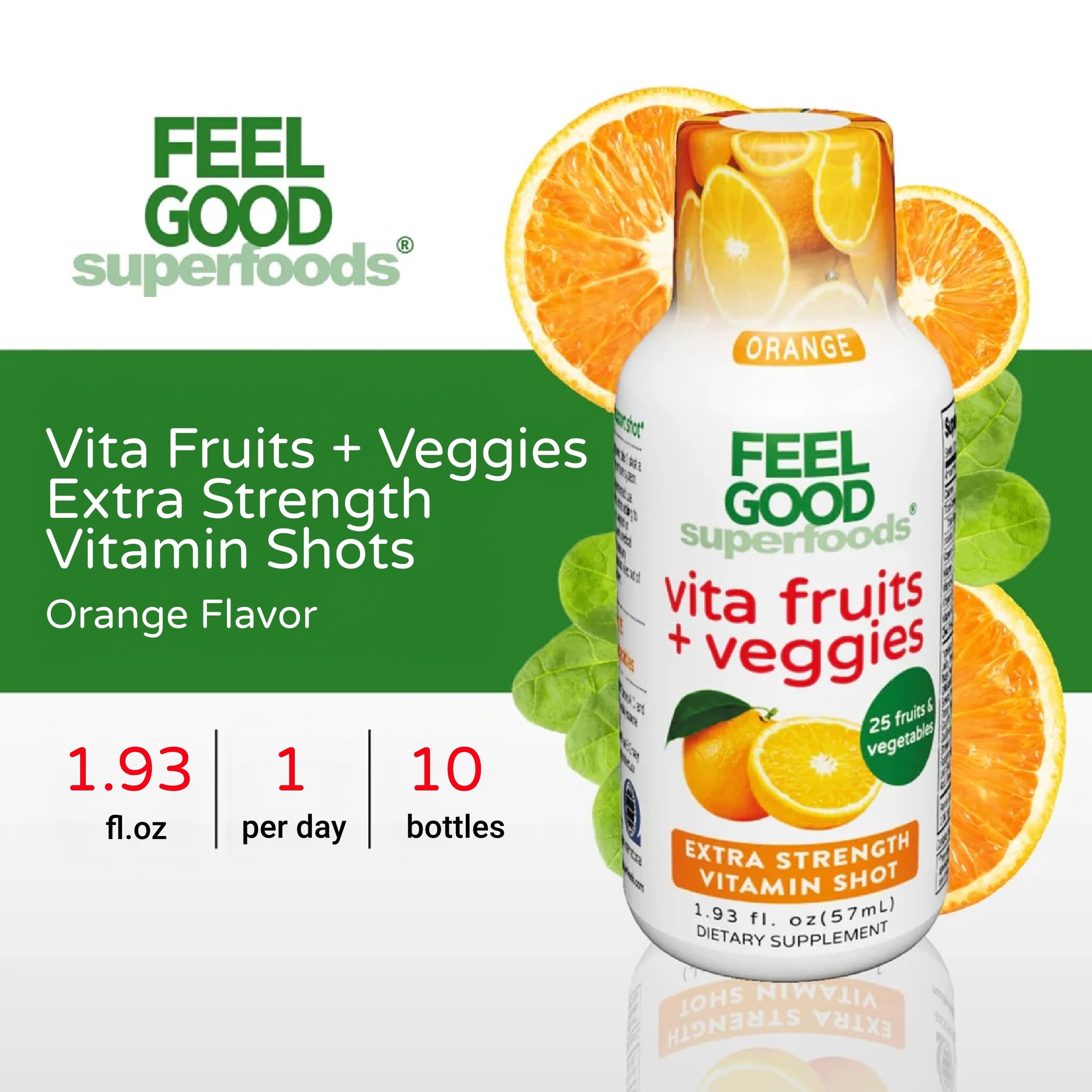 FeelGood Vita Fruits et Veggies dose orange, packaging compact pour le sac
