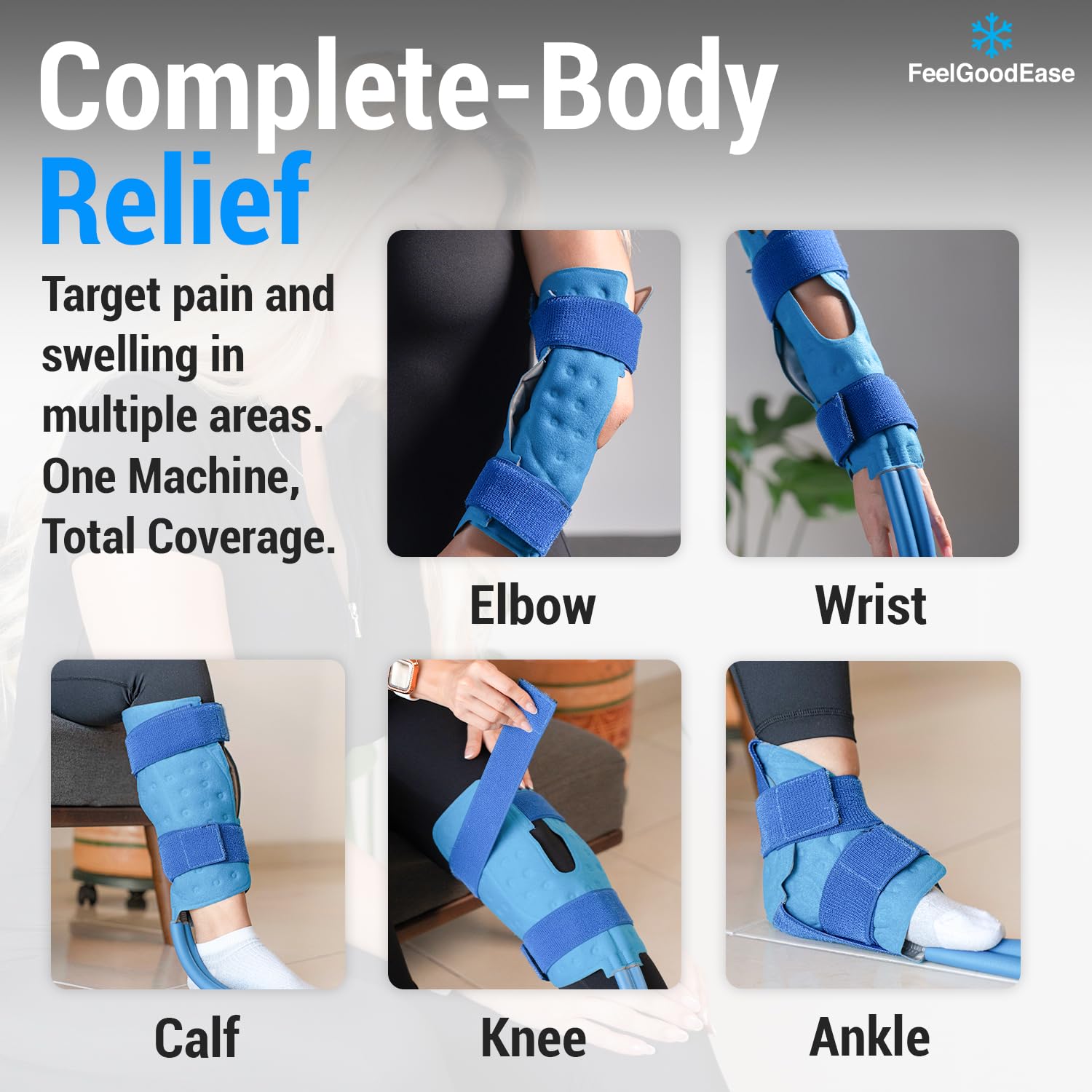 FeelGoodEase bande-genou-wrap-rembourree assure un maintien confortable pendant la therapie.