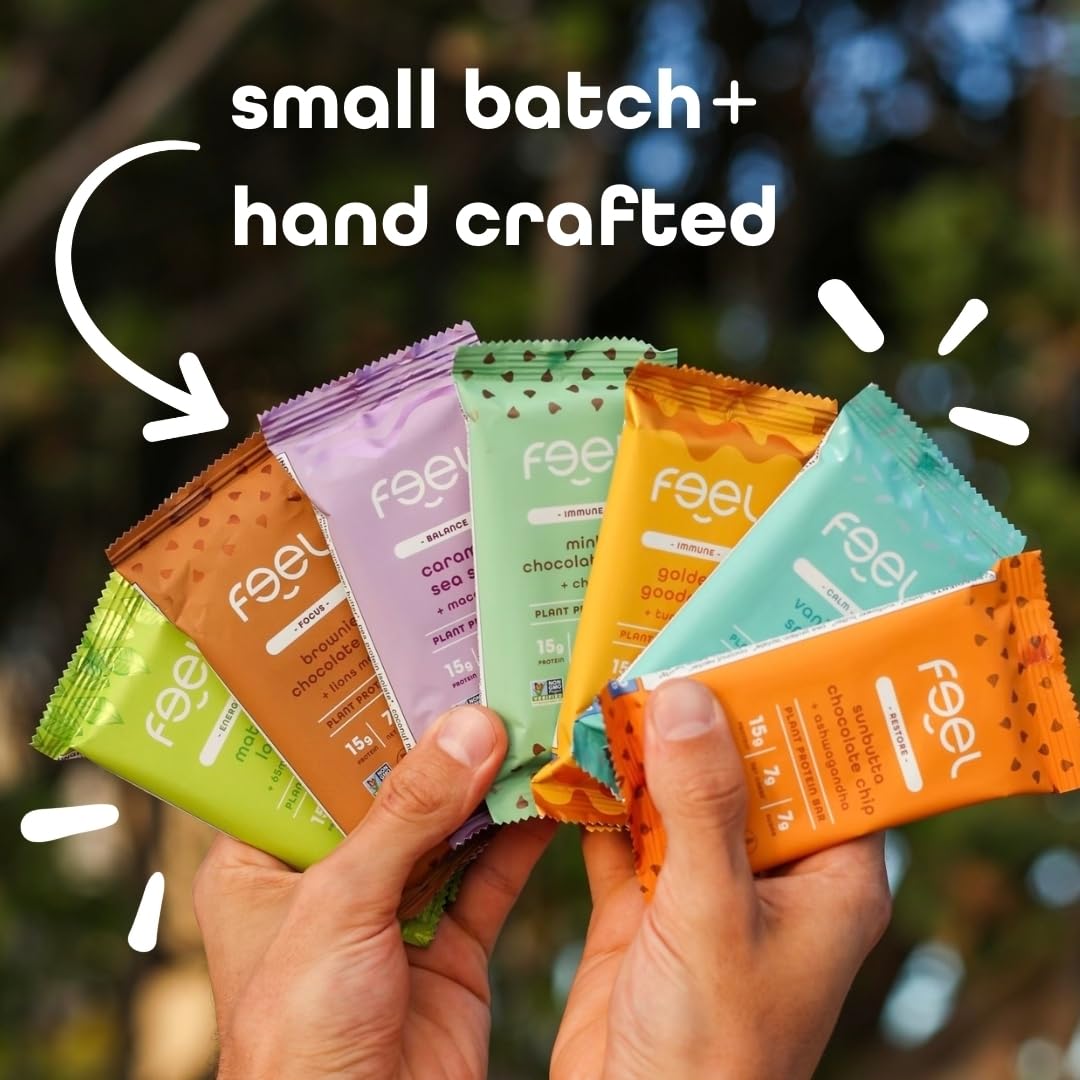 Barre FEEL vegan Vitalité maca en main, idéale pour sport ou travail.