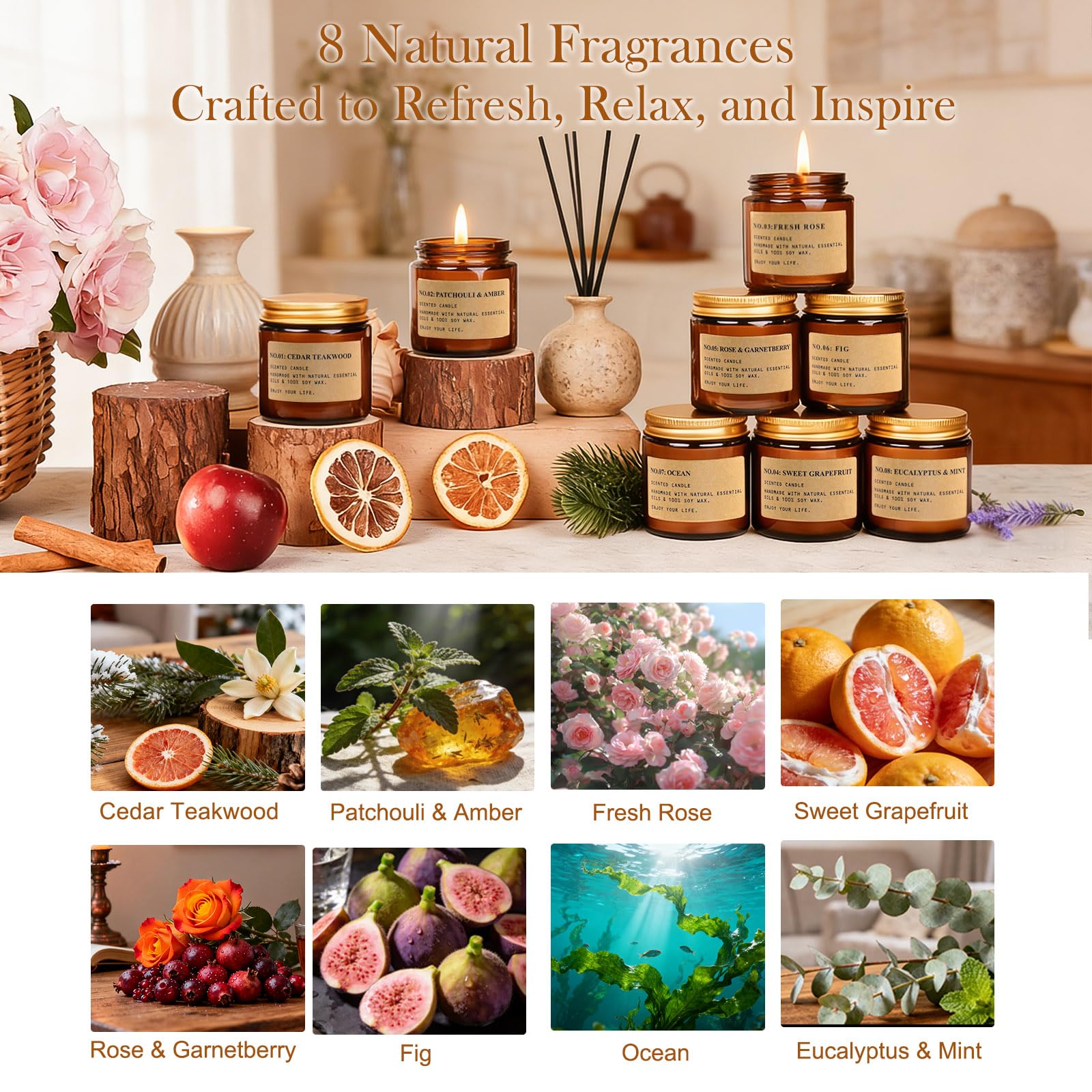 Bougie Feibao Rose et Grenat-Baie : fragrance élégante et romantique.