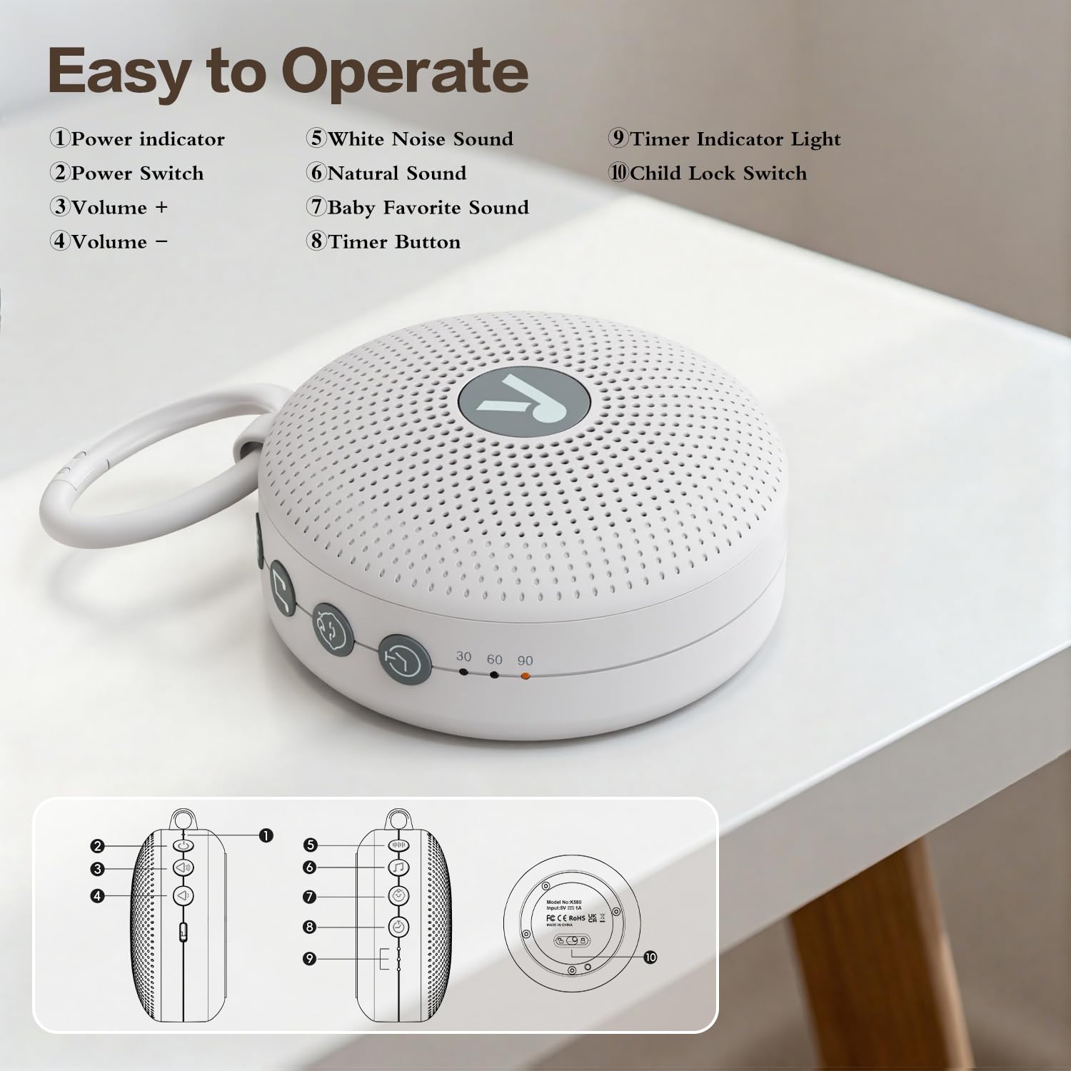 FEKTIK Enceinte avec lanière pour fixation sur poussette ou valise.