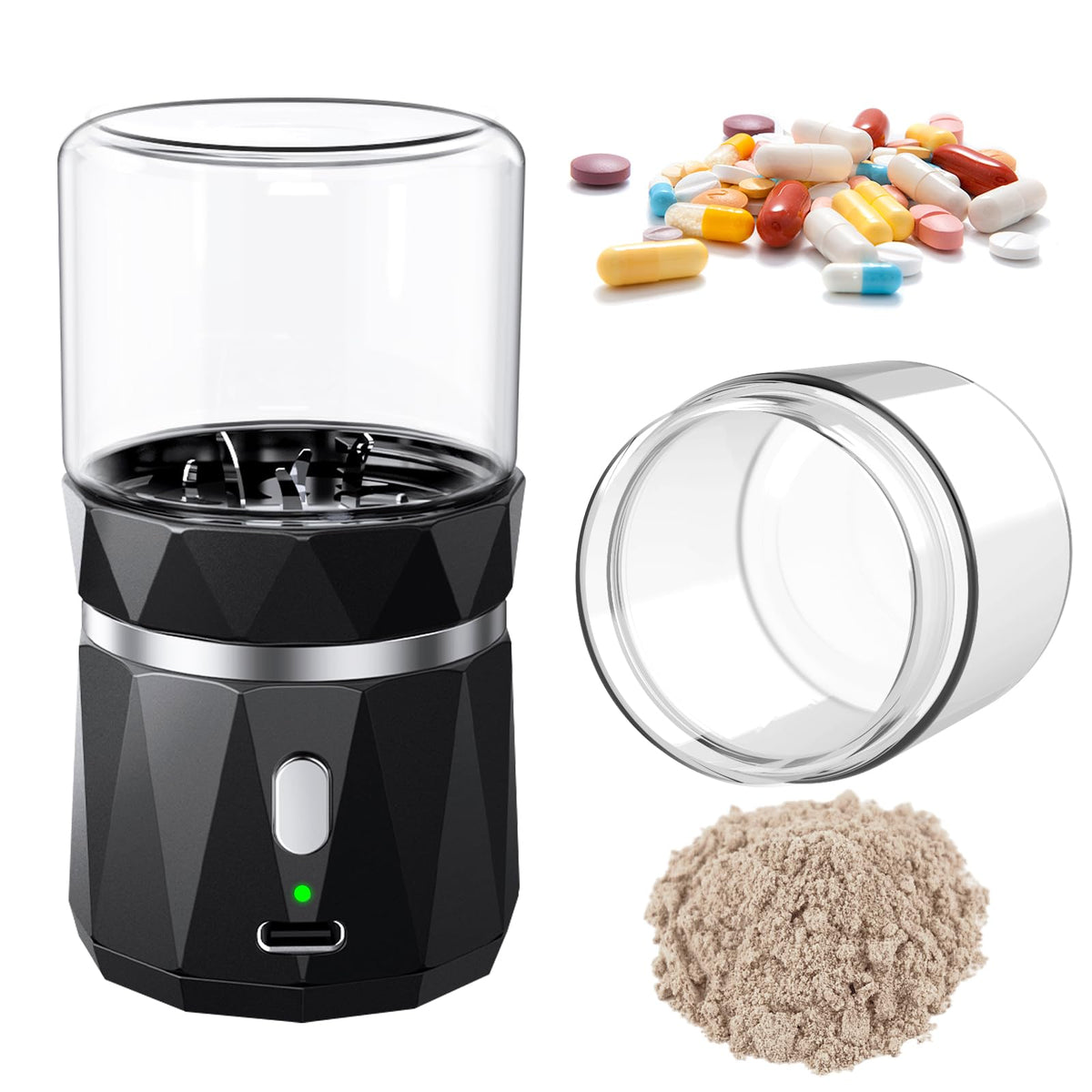 Feiorn broyeur de pilules portable, prêt à obtenir une poudre fine pour faciliter l’ingestion.