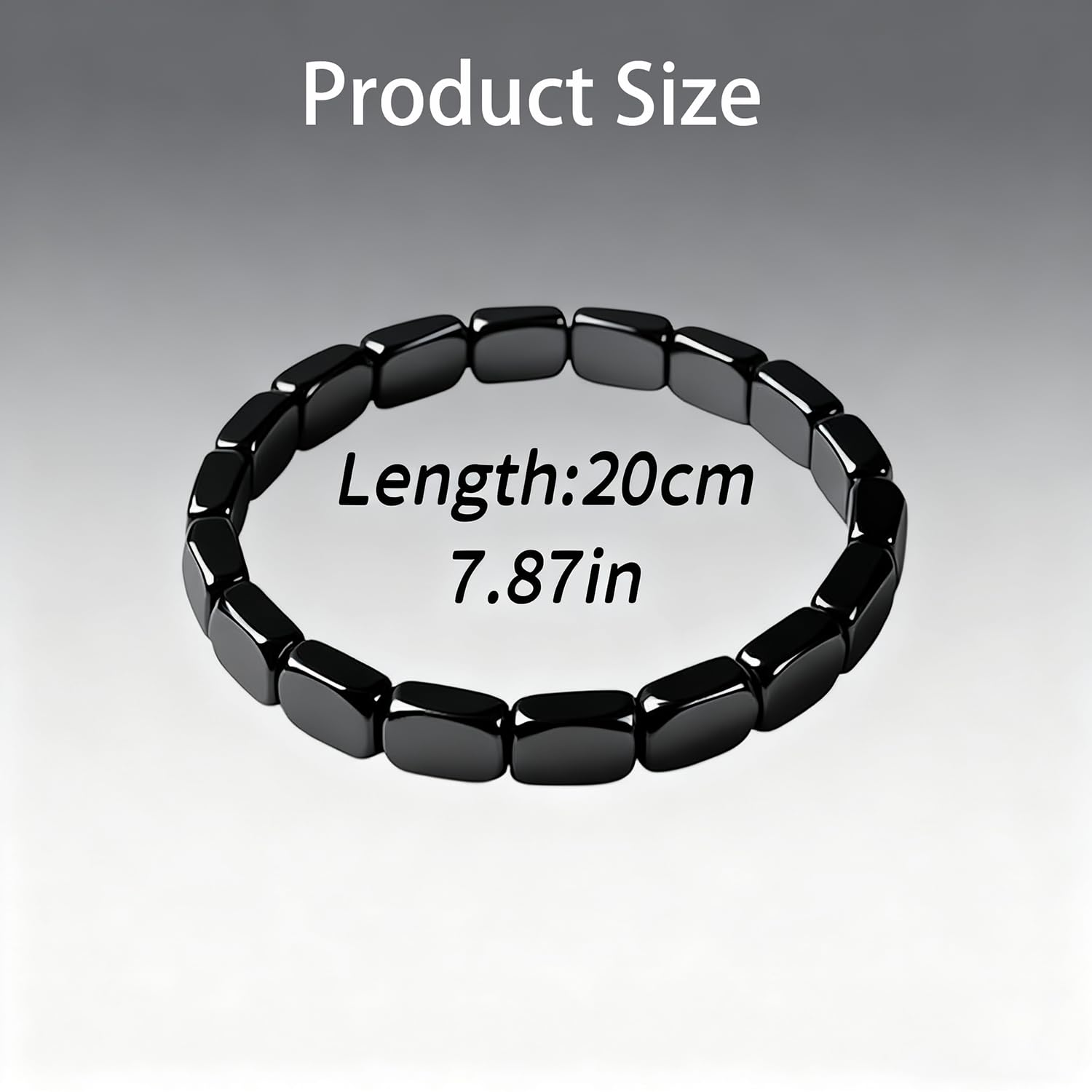 Bracelet Feisuo hématite carré noir sur poignet, style minimaliste