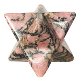Fekuar Rhodonite Merkaba mini: détail d'étoile pour énergie et centrage.