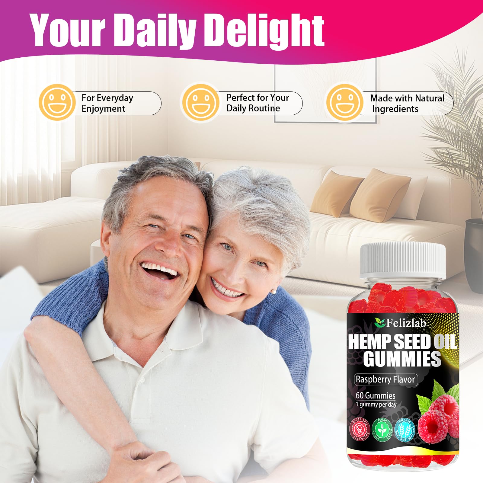 Gommes Felizlab Oméga et vitamine B, bénéfices potentiels pour le quotidien.