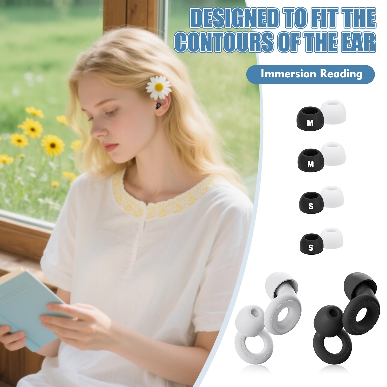 Design mince et discret des bouchons Femeng dans l’oreille