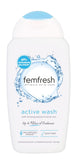 Bouteille Femfresh Lavage Intime Actif, fraîcheur durable et soin quotidien.