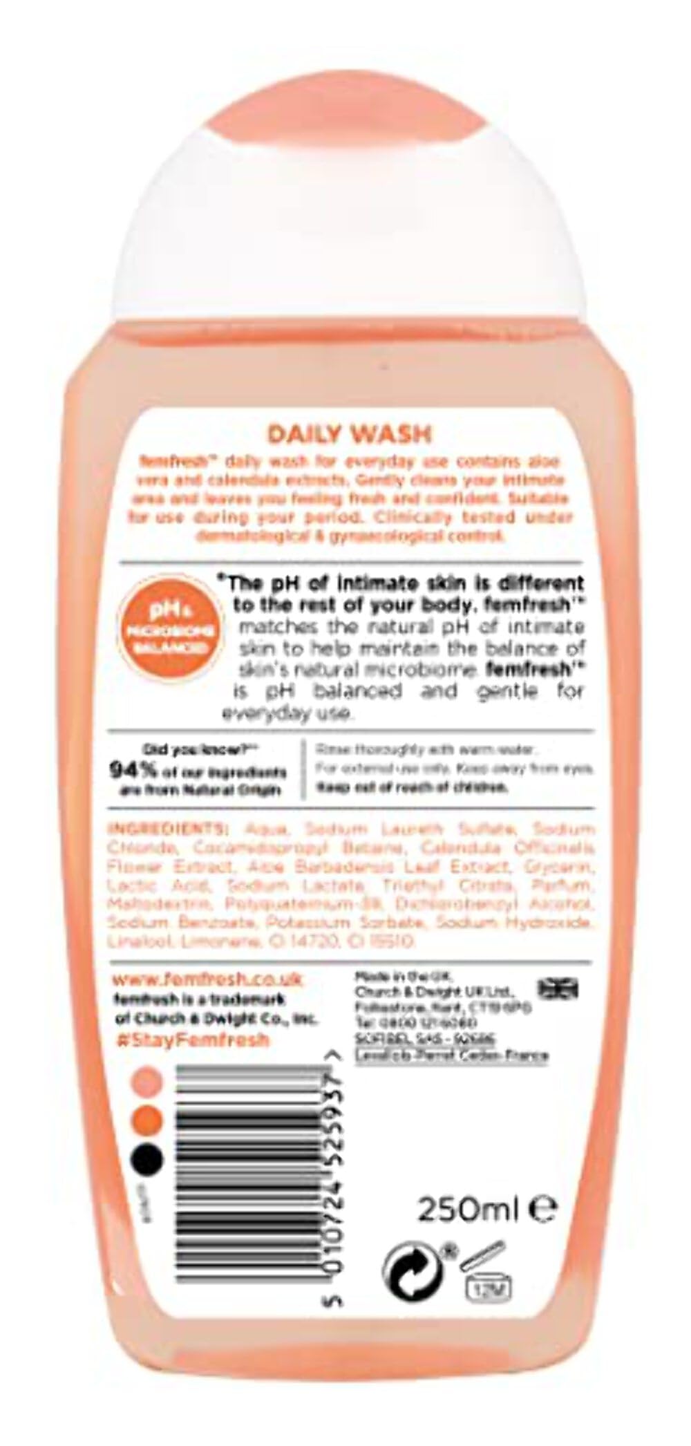 Femfresh lavage intime utilisé quotidiennement sous la douche.