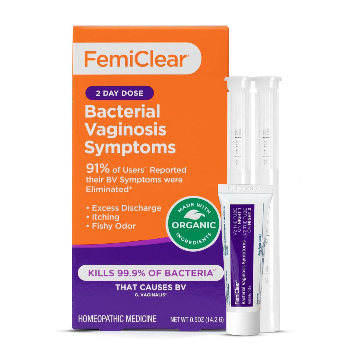FemiClear BV Symptômes – tube de 0,5 oz prêt à l’emploi pour le soin nocturne