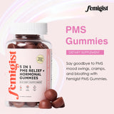 Paquet rose Femigist PMS Gummies, humeur plus stable possible.