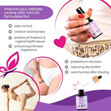 Femissy Yoni Oil: bouteille en verre et pompe, format pratique pour usage voyage.