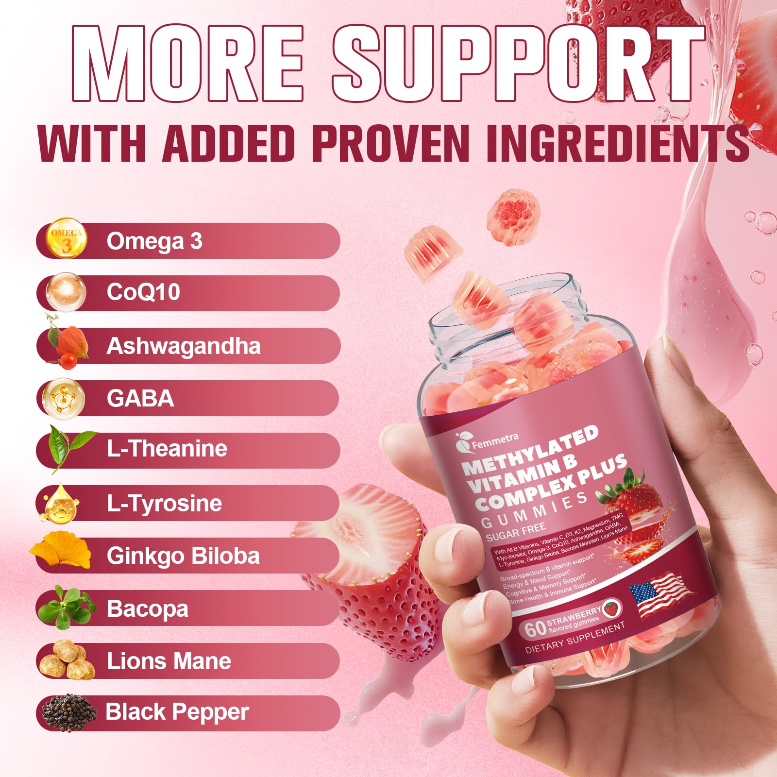 Saveur fraise des gommes Femmetra Complexe B