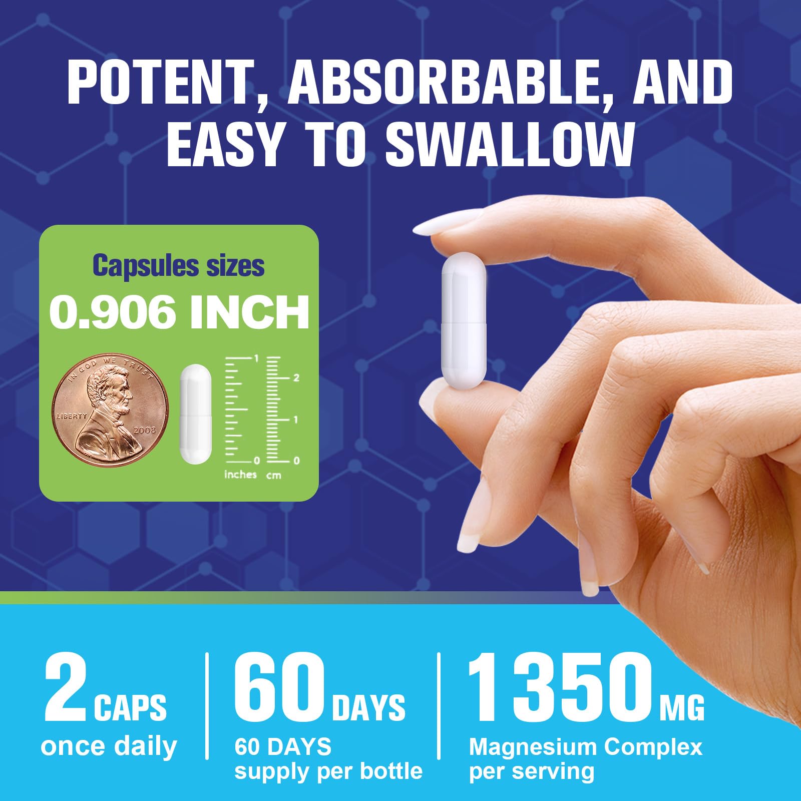 Bouteille de 120 capsules Femmetra Magnesium Complex pour 60 jours.