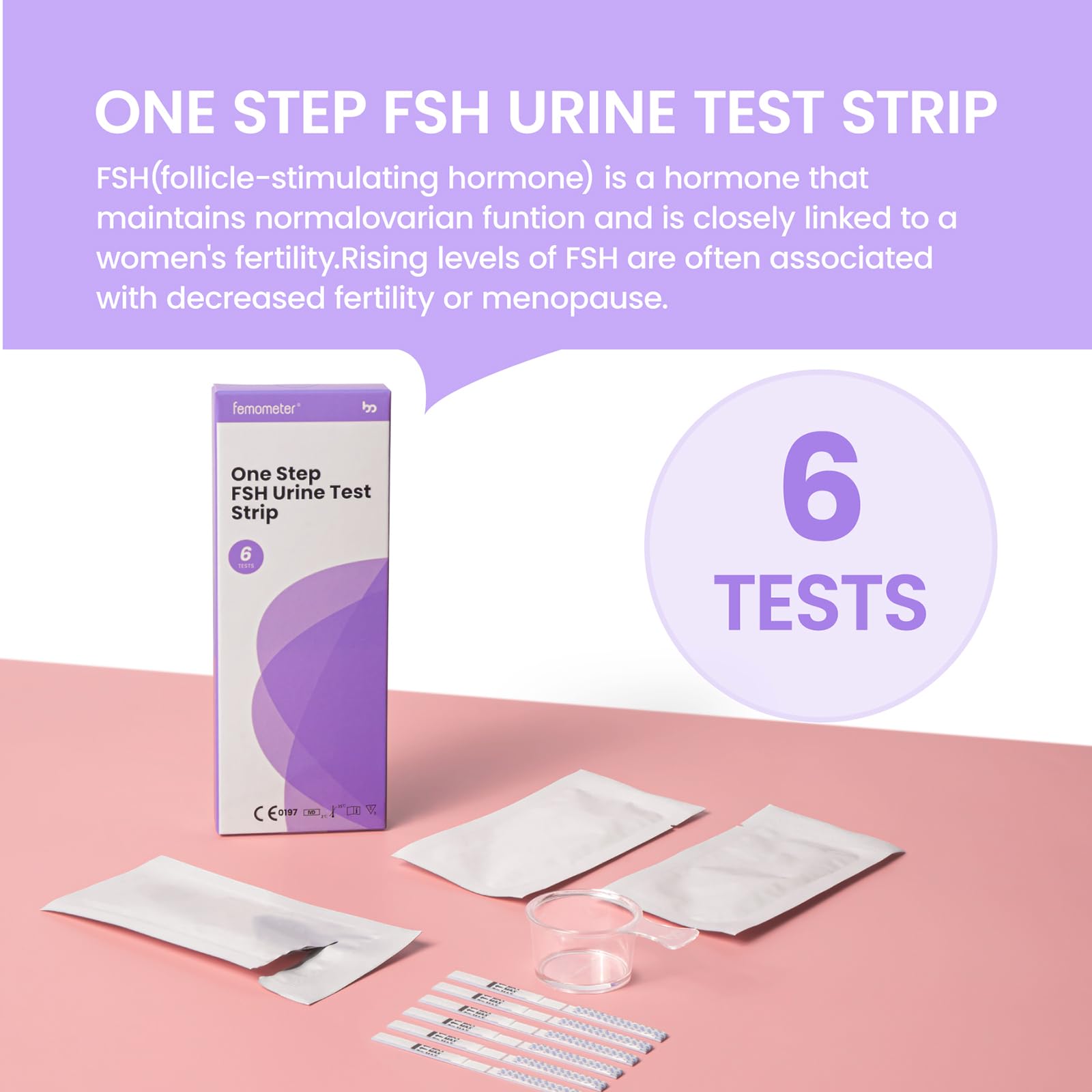 Femometer: ensemble complet test FSH pour un suivi facile à domicile.