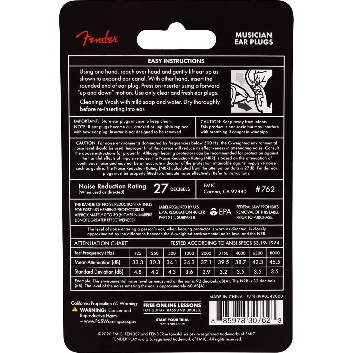 Fender Musician Series Bouchons d’oreilles noirs, utilisation pendant les concerts.