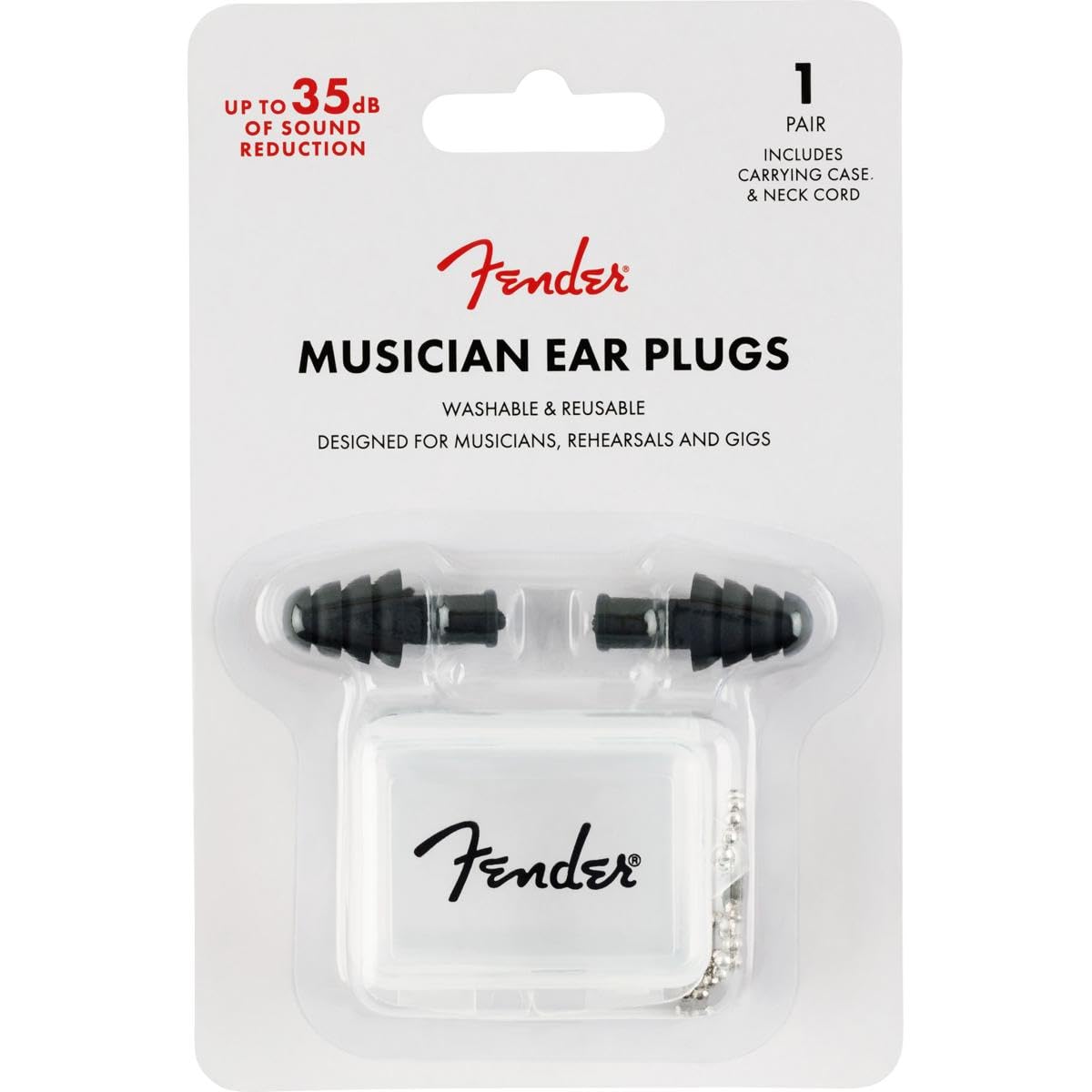 Fender Musician Series Bouchons d’oreilles noirs, protection auditive lors des répétitions.