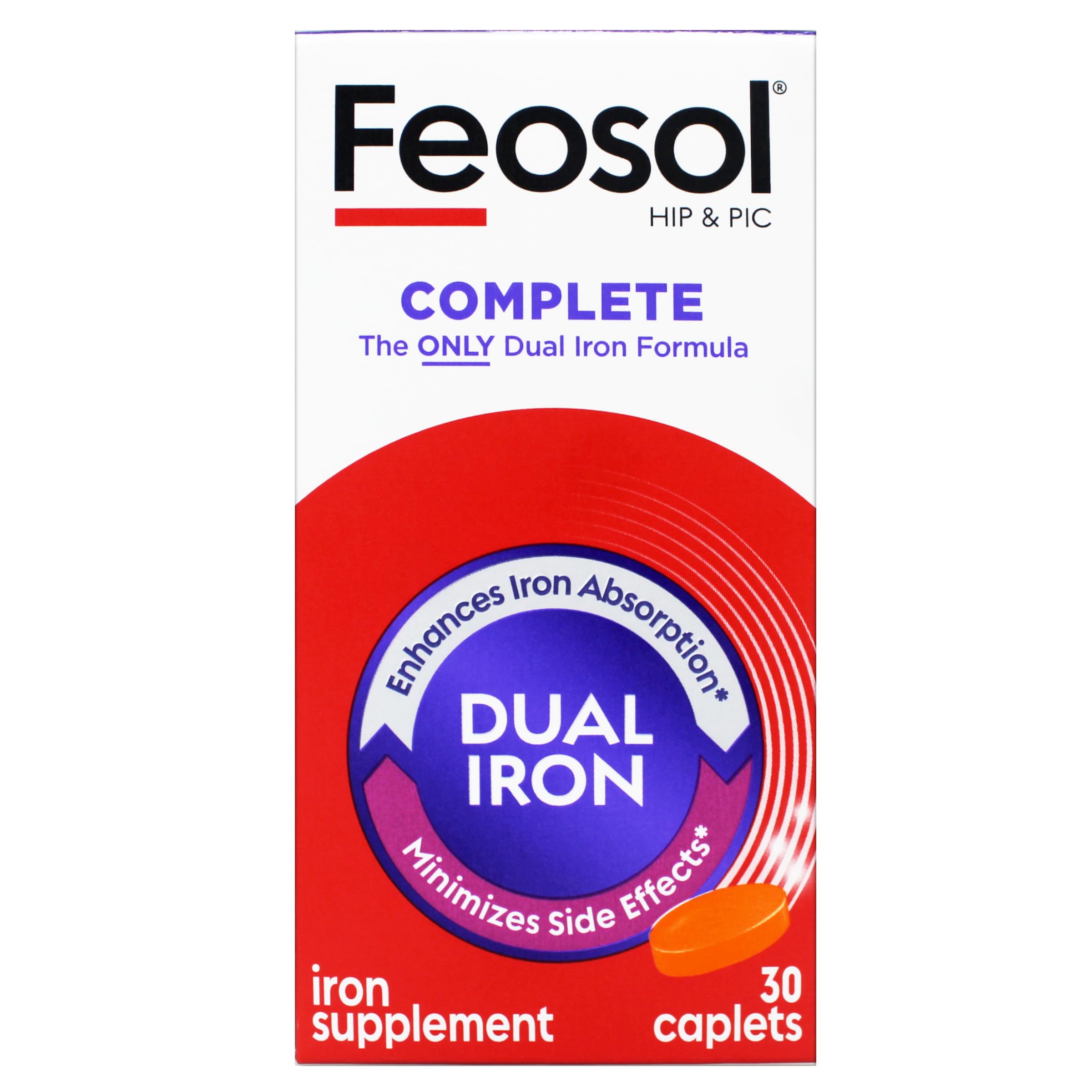 Feosol Bifera HIP & PIC comprimés; absorption efficace et routine quotidienne.