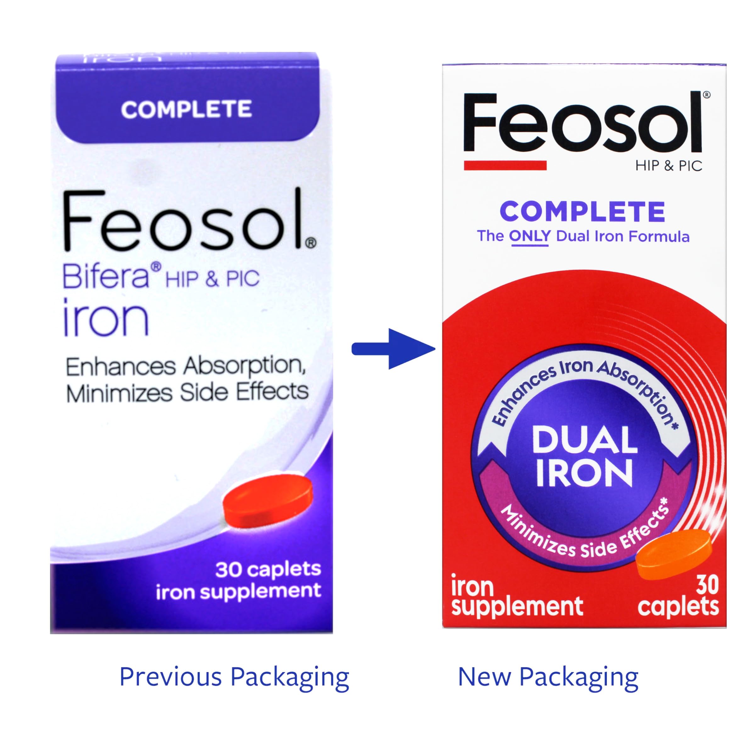 Feosol Bifera HIP & PIC étiquette nutritionnelle; compréhension d utilisation sûre.