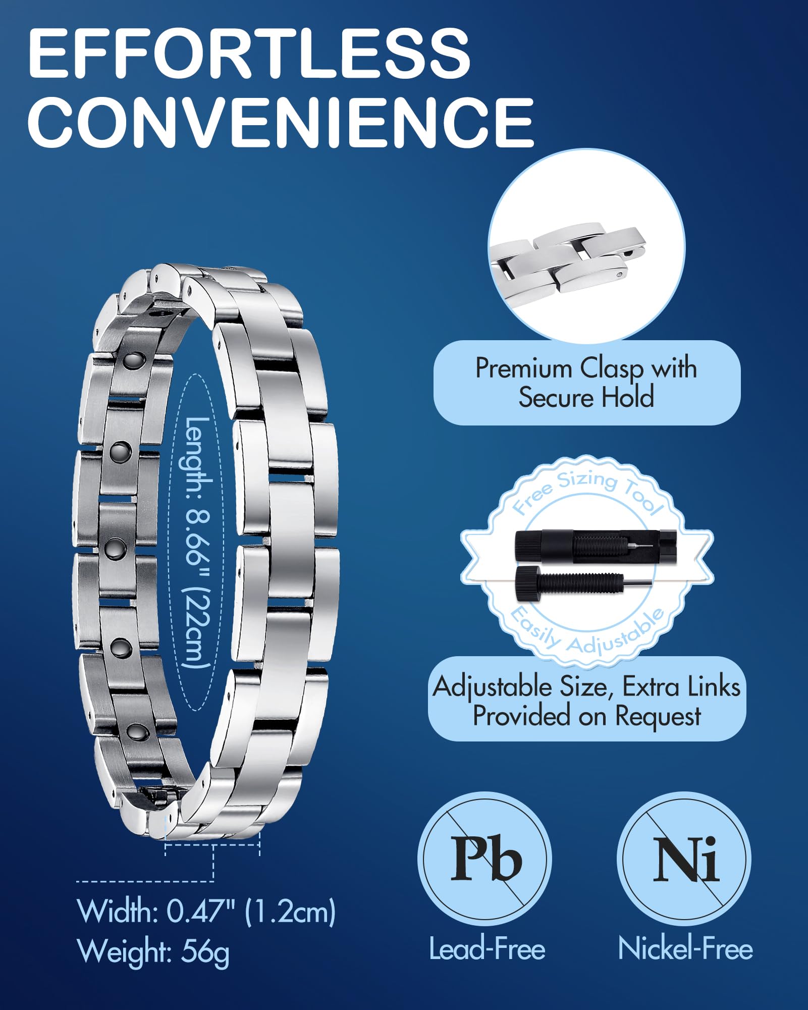 Aimants Gallstone du bracelet Feraco offrant une stabilité durable.