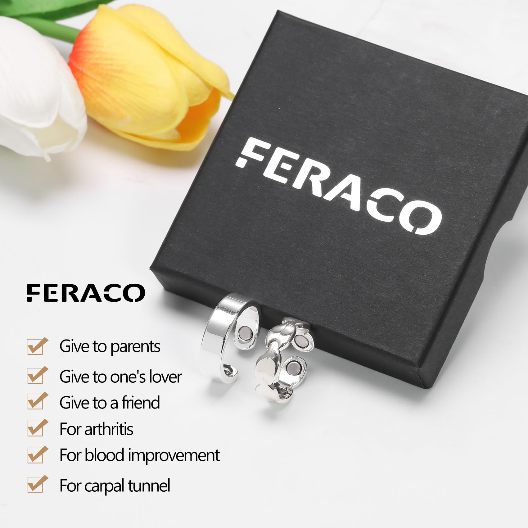 Feraco bague cuivre magnétique, douceur au toucher et sensation agréable.