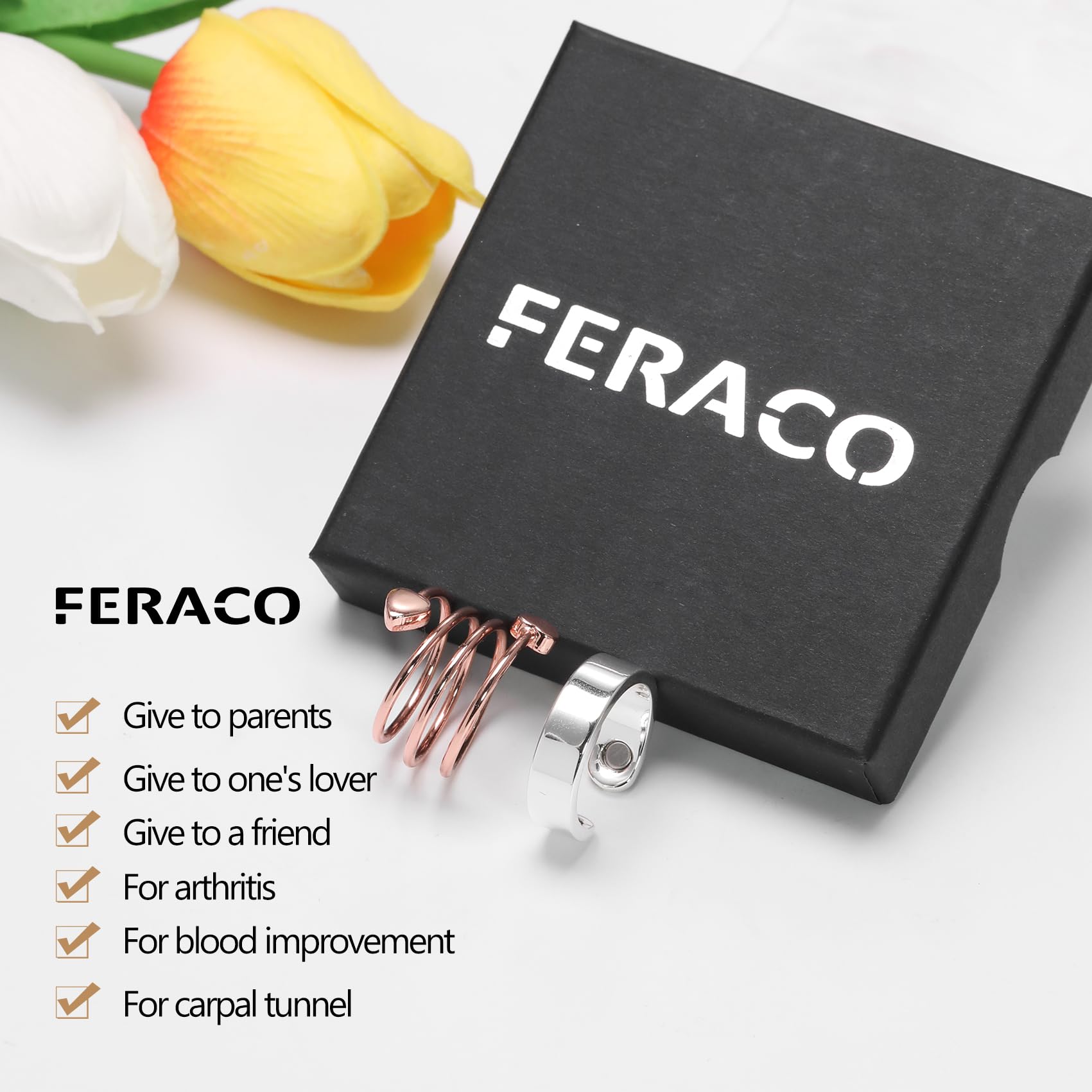 Feraco bague cuivre magnétique usage quotidien et confort potentiel.