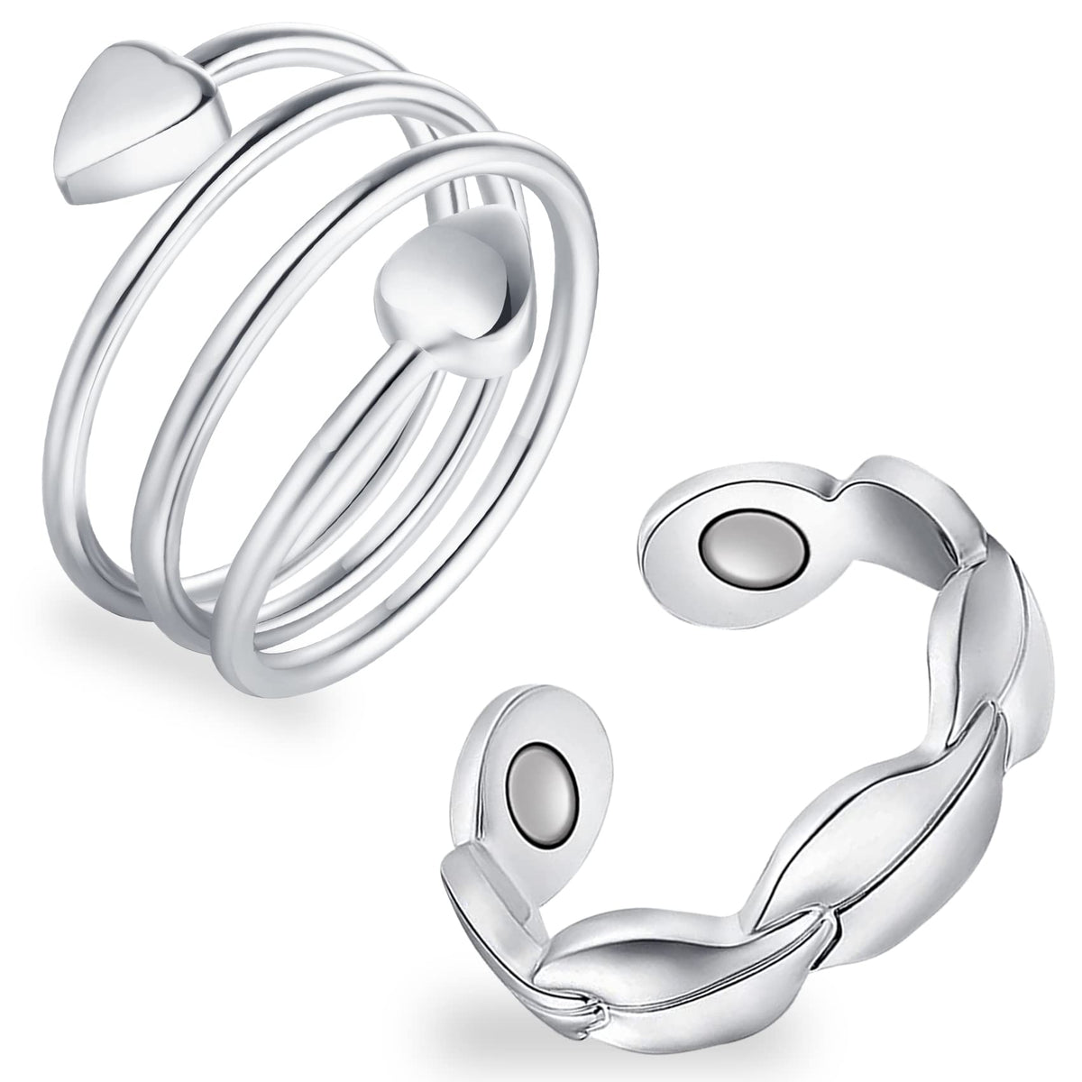 Feraco bague magnétique en cuivre pur cœur, bijou hypoallergénique et élégant.