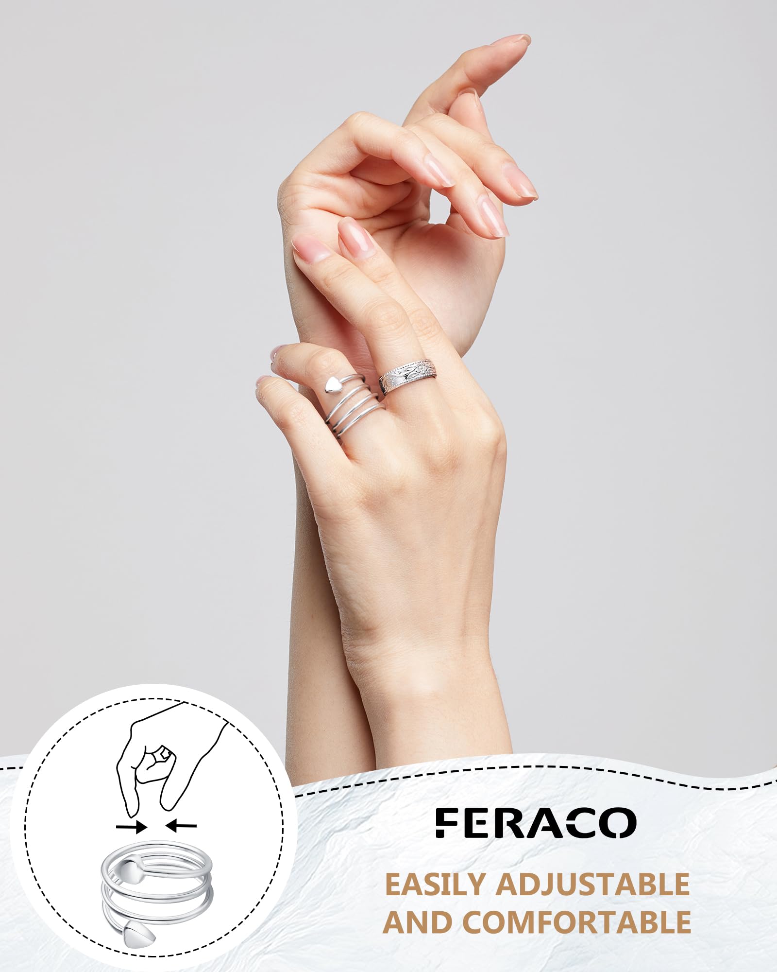 Feraco bague cuivre magnétique ajustable, facile à ajuster à domicile.