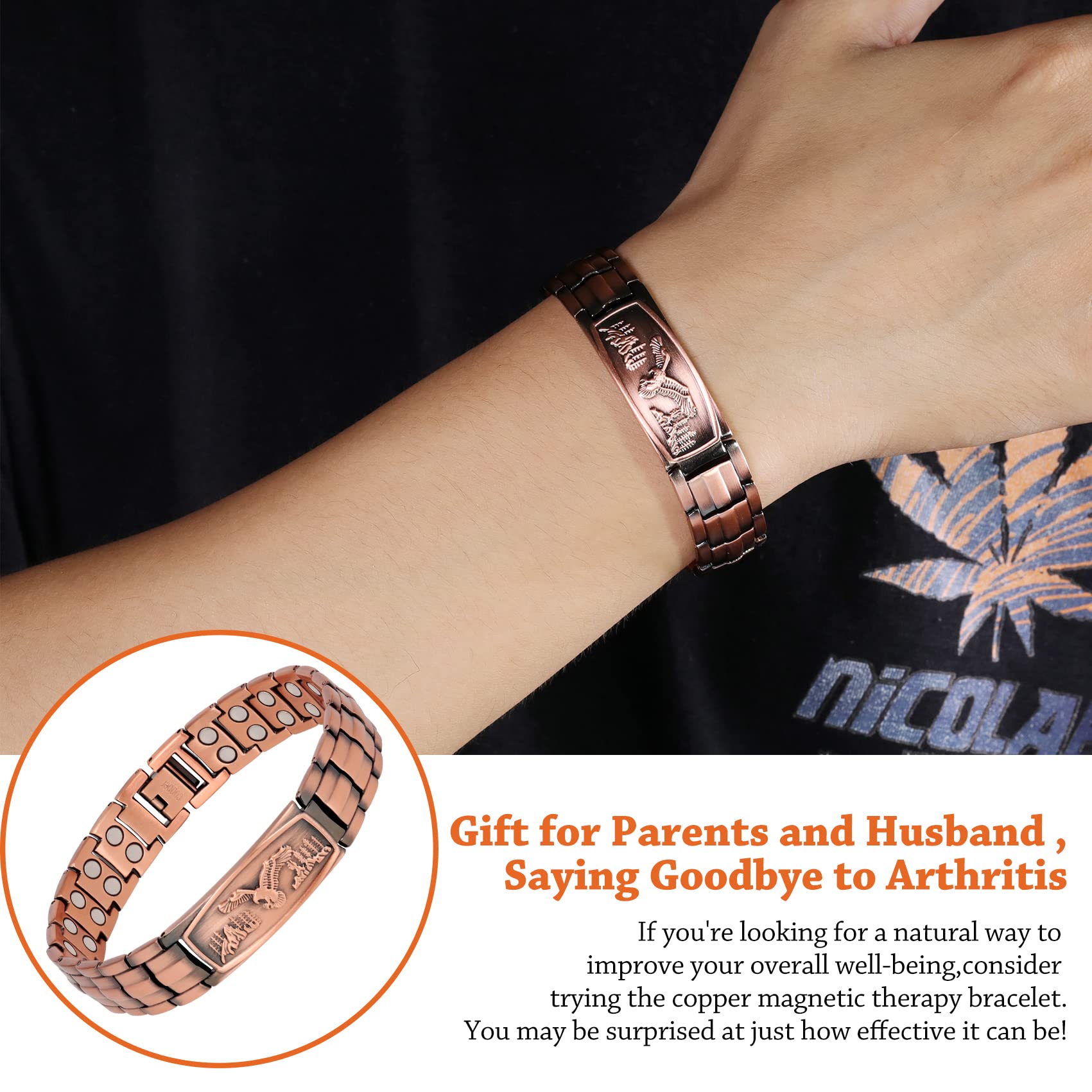 Feraco boîte cadeau bracelet cuivre: présentation luxueuse prête à offrir.