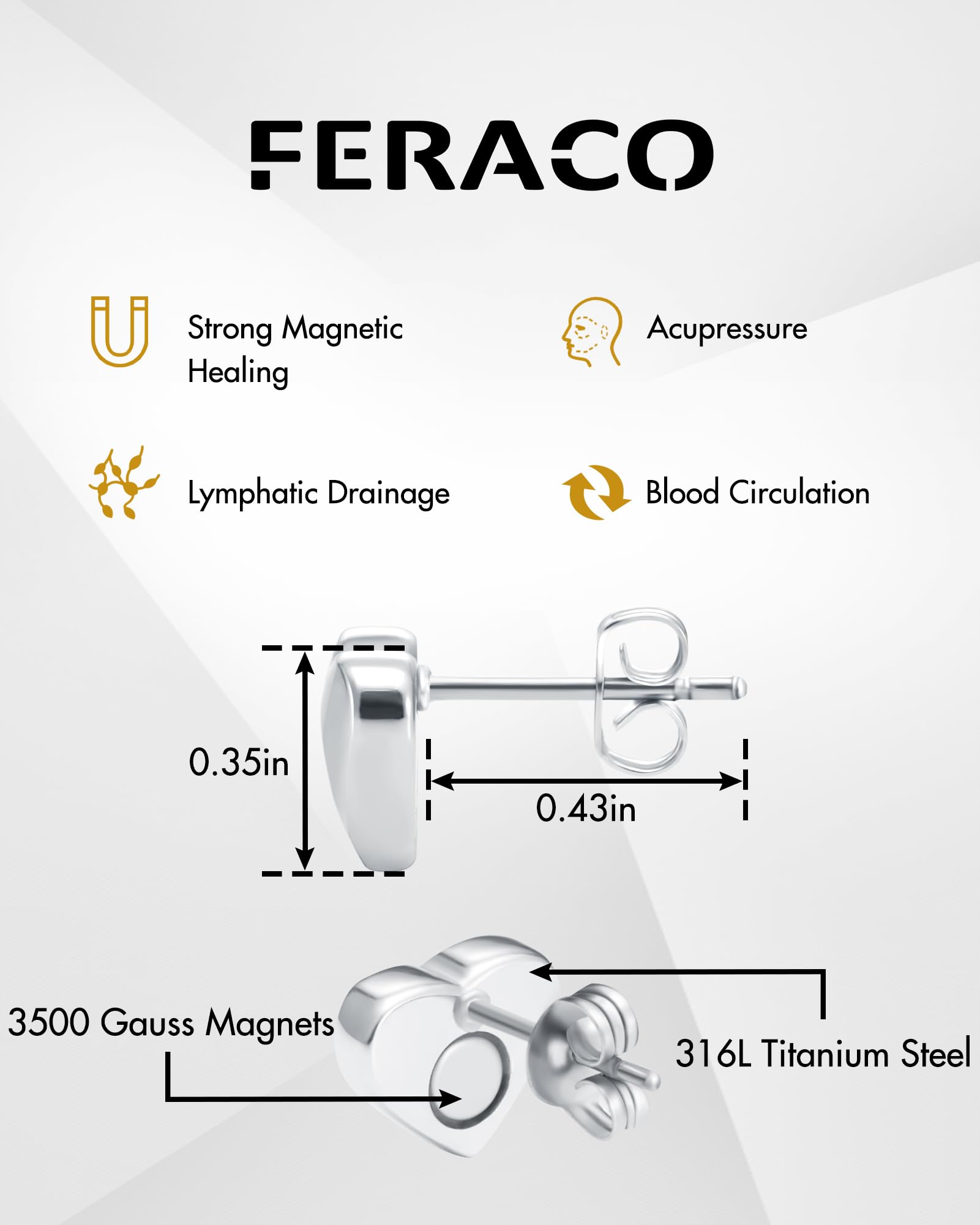 Feraco design pour oreilles percées, fixation facile
