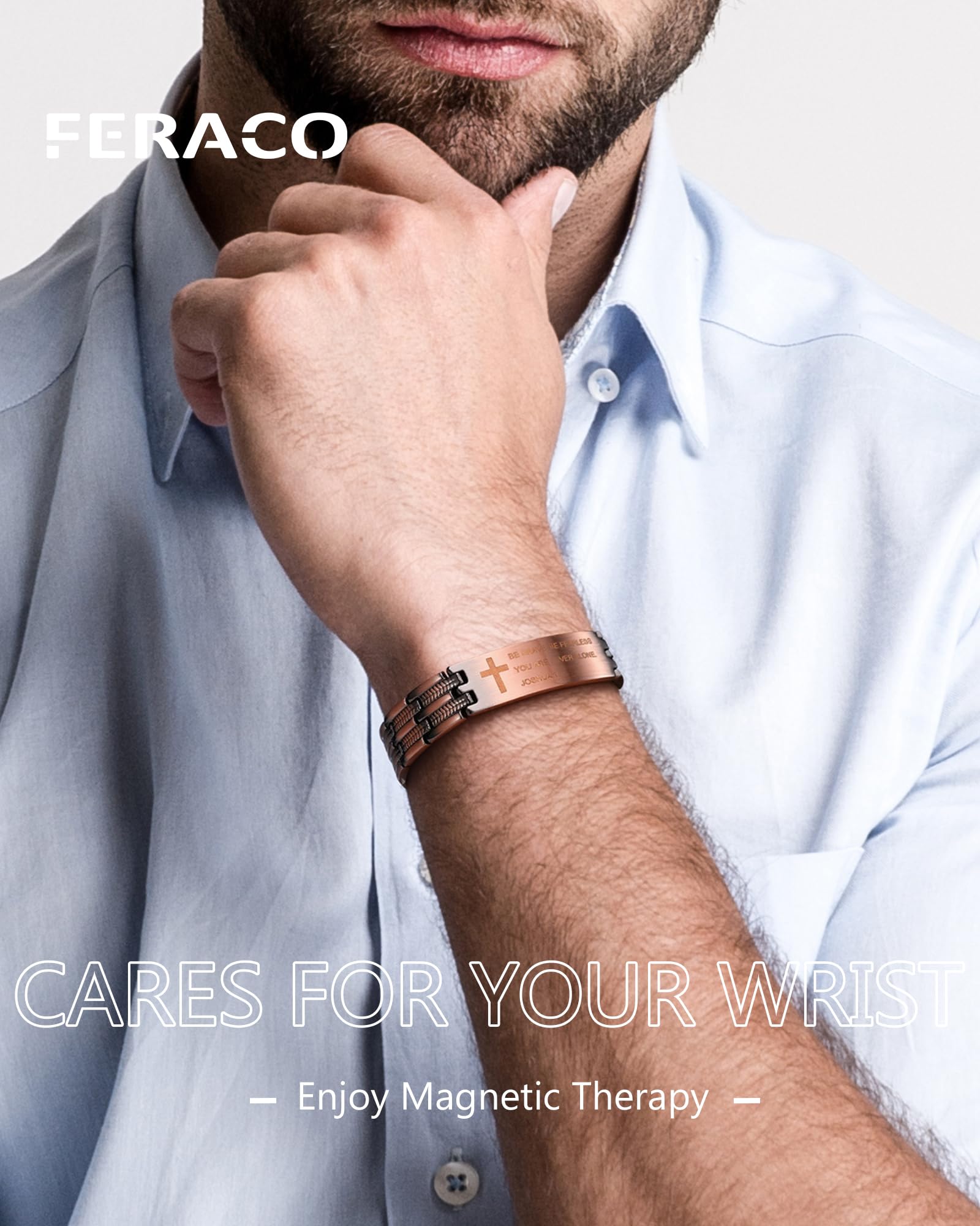 Bracelet Feraco pour homme avec aimants néodyme 3800 Gauss, équilibre énergétique.