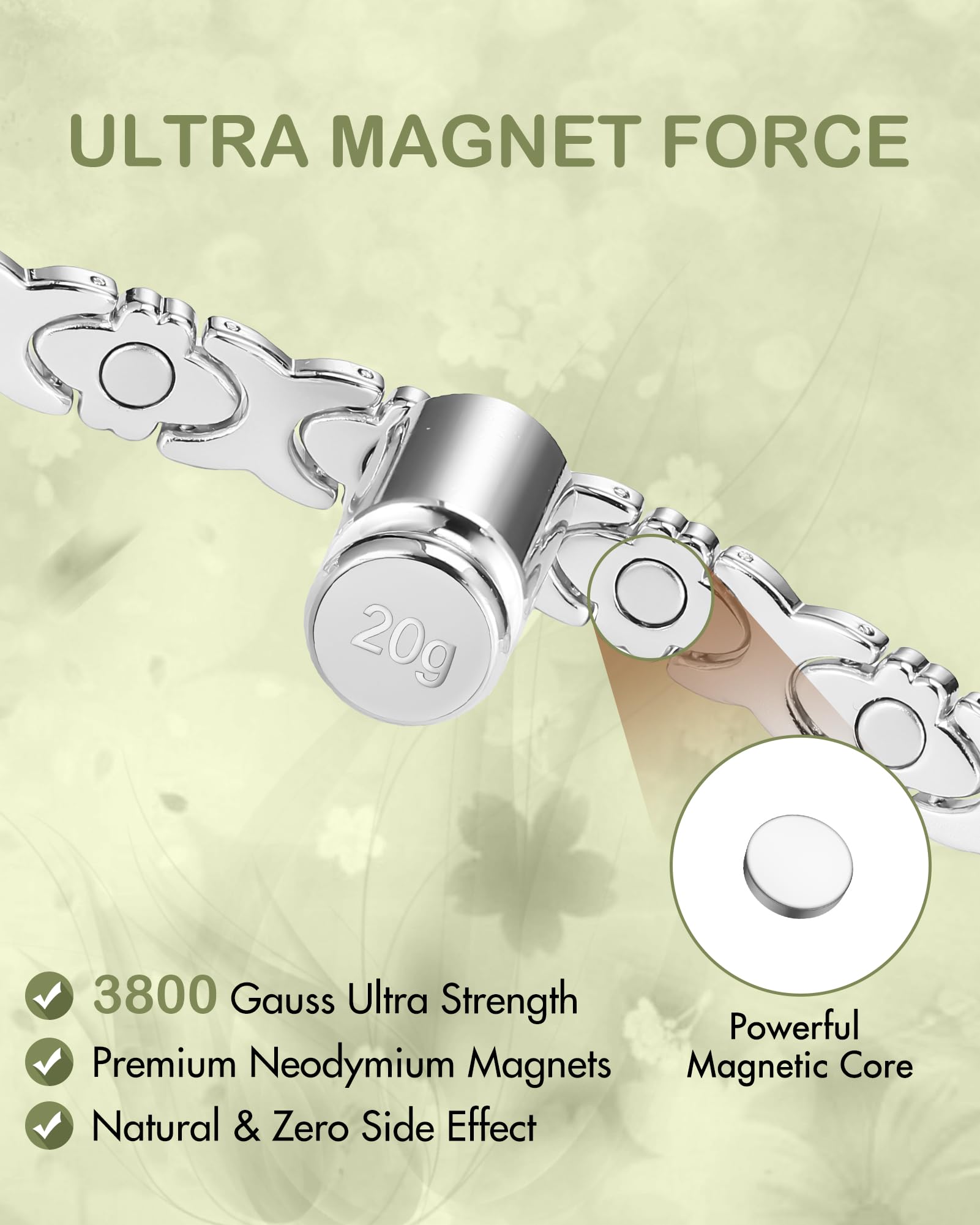Feraco bracelet ajustable 20,5 cm – ajustement précis et confort toute la journée.