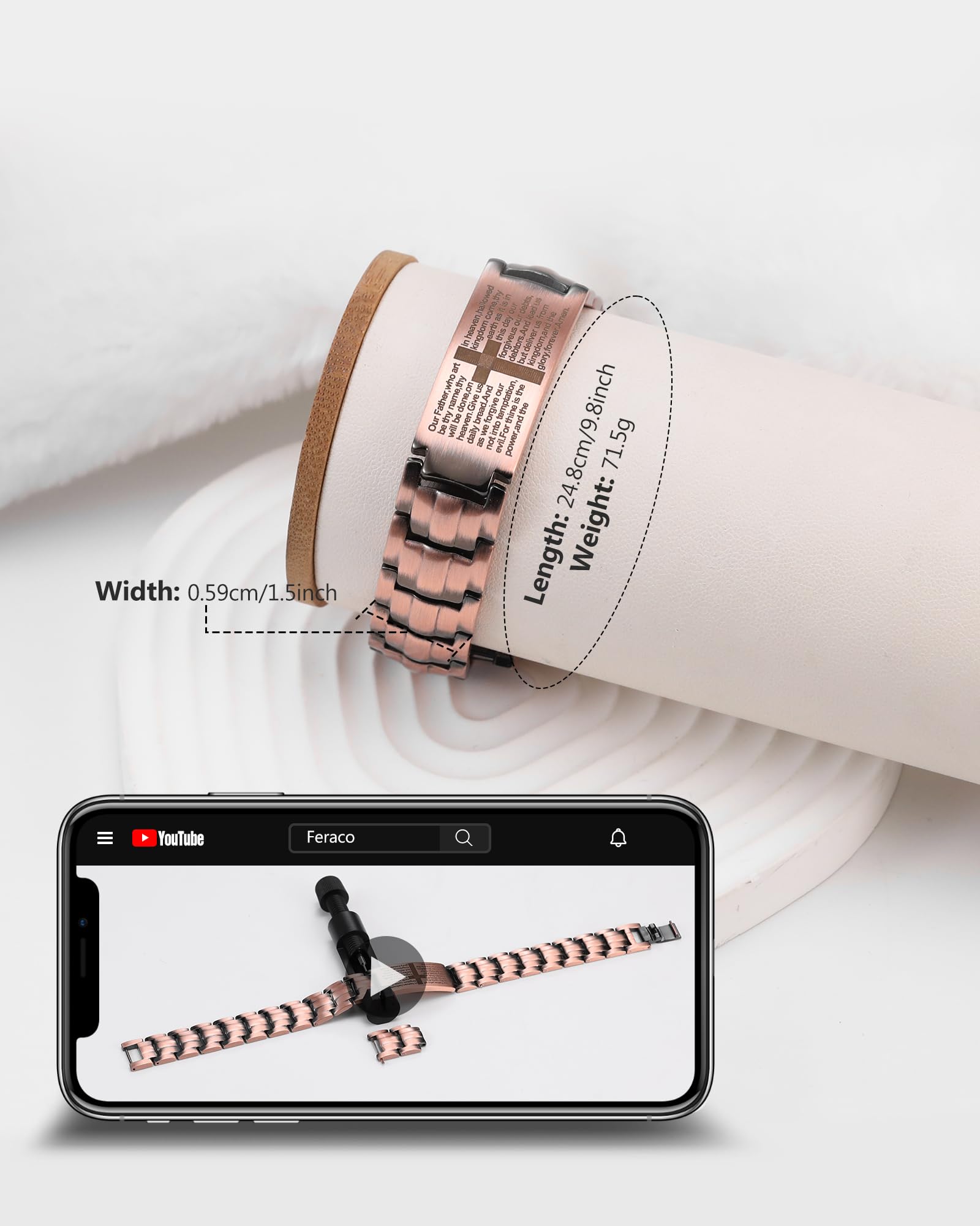 Feraco bracelet cuivre ajustable avec outil — ajustement sur mesure.