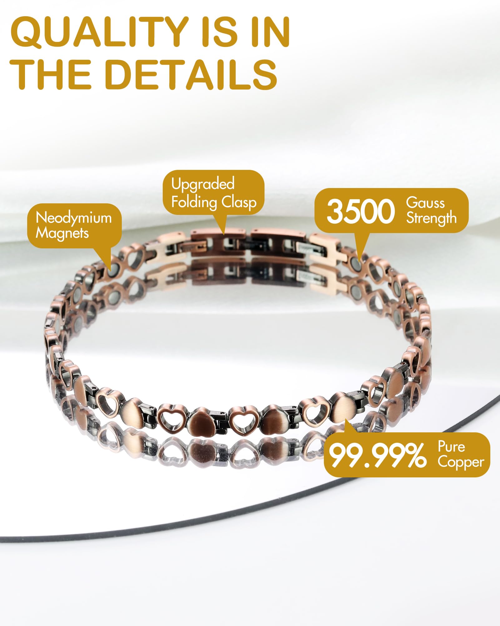Feraco bracelet-cheville cuivre léger de 35 g pour confort quotidien.