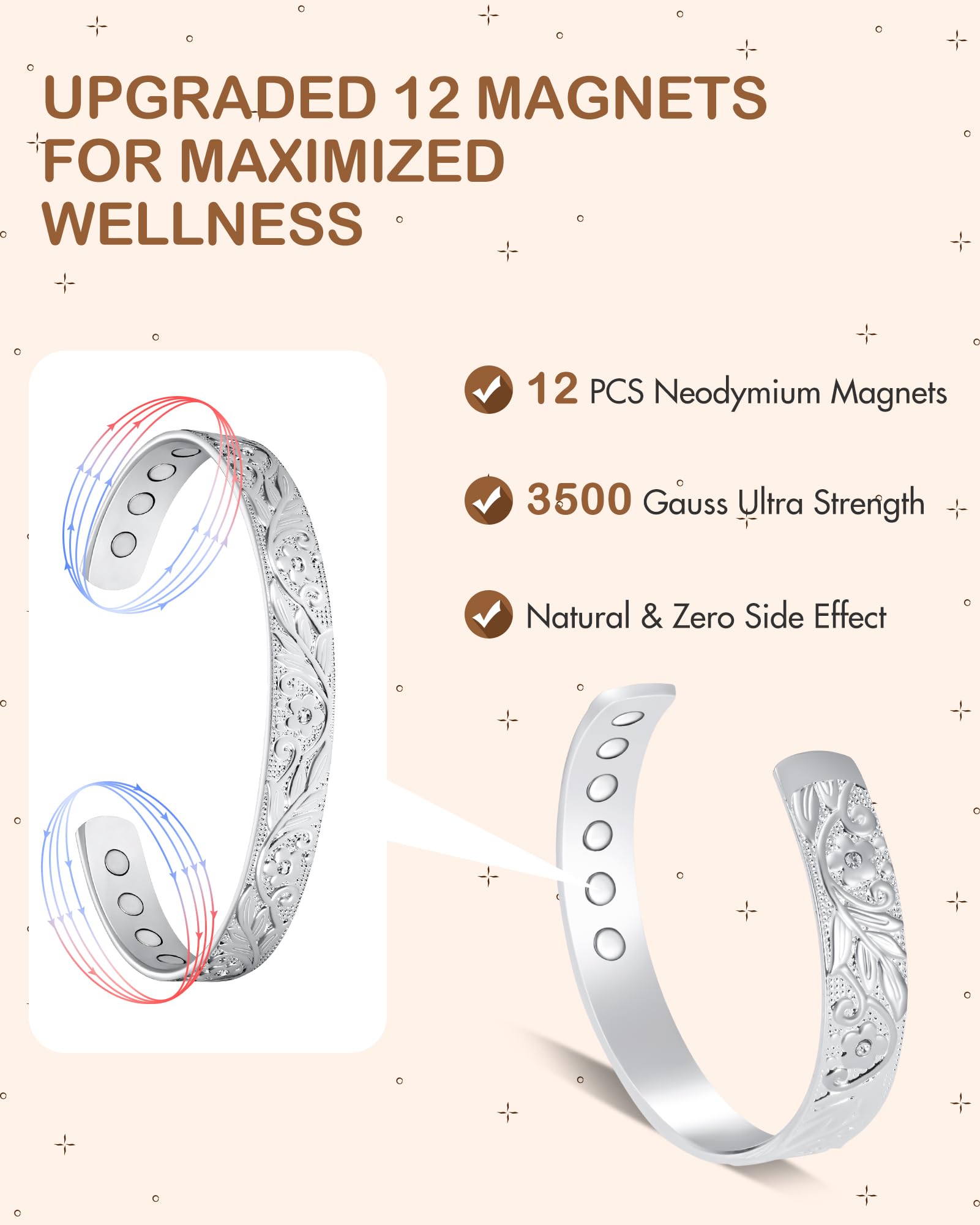 Feraco: bracelet cuivre ajustable et ouvert, ajustement facile.