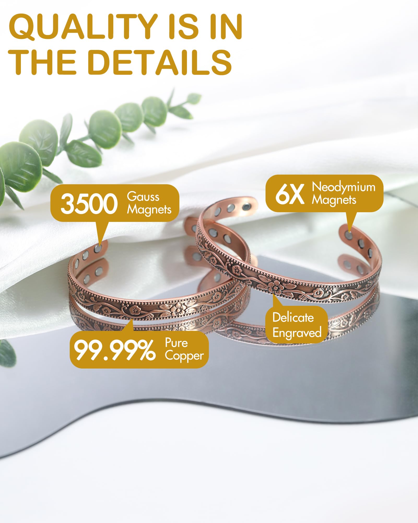 Feraco bracelet ajustable, ouverture pratique pour tous les poignets.