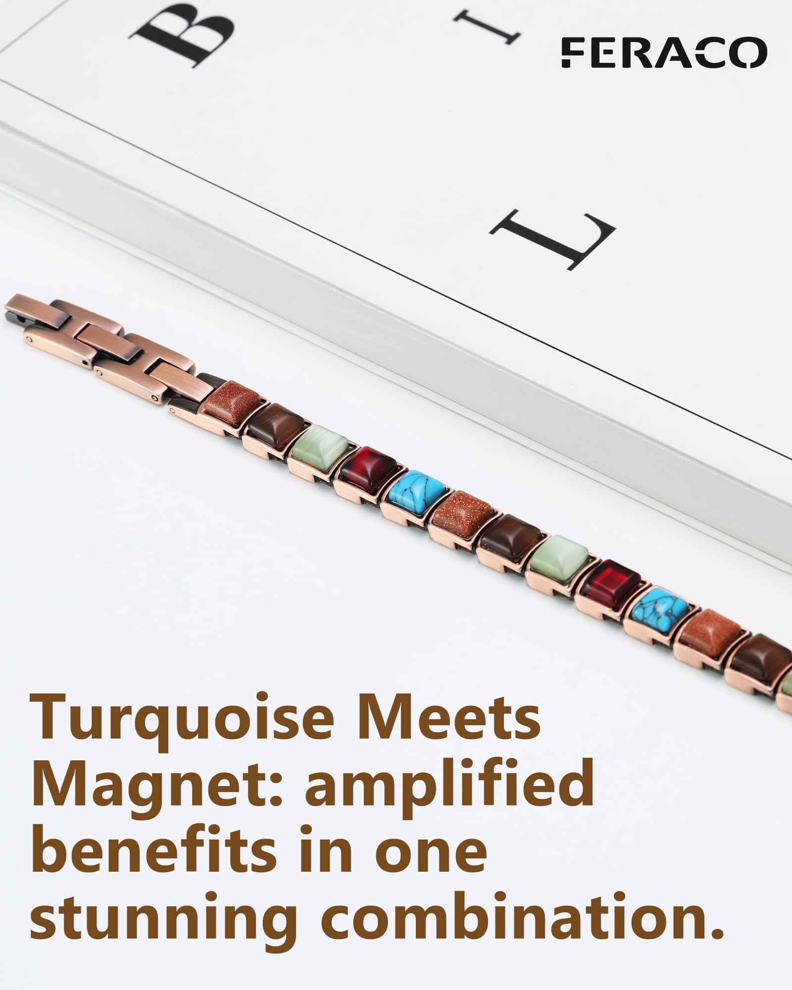 Feraco bracelet cuivre coffret cadeau, idée cadeau raffinée et prête à offrir.