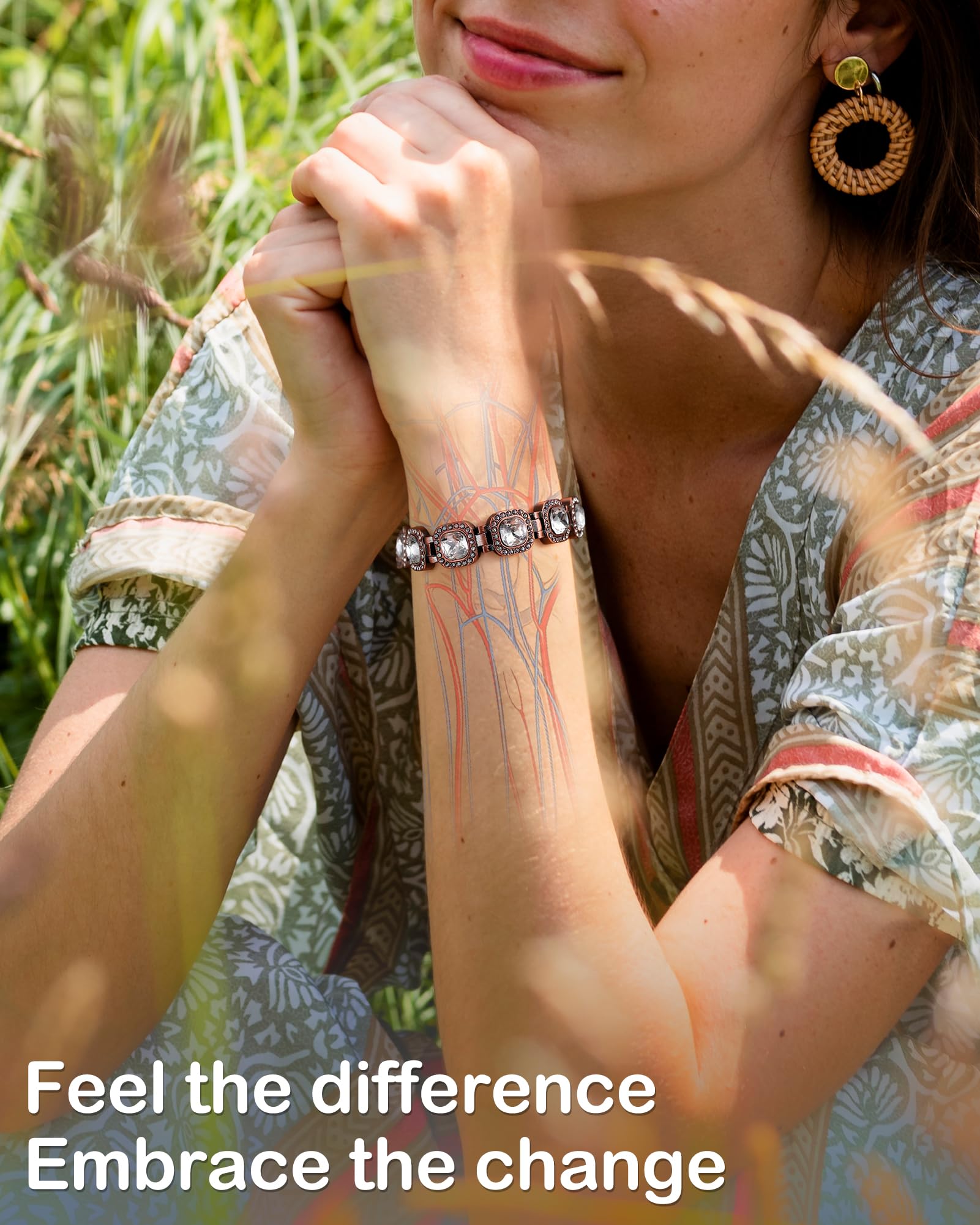 Feraco bracelet cuivre avec fermeture pliante facile à mettre et enlever.