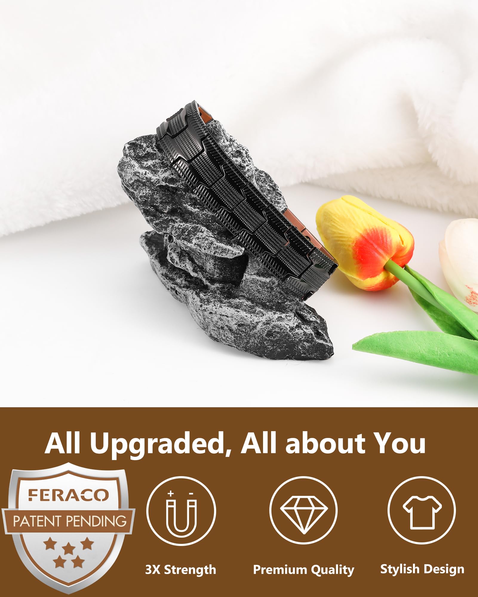 Feraco bracelet cuivre finition noire, esthétique moderne et polyvalente.