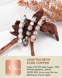 Feraco bracelet cuivre motif lumineux capte la lumière pour brillance quotidienne.