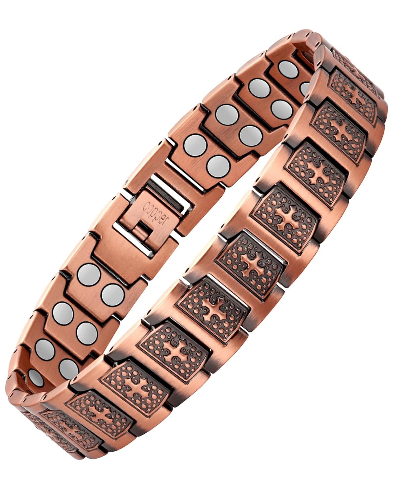 Bracelet Feraco croix en cuivre pour homme, style élégant et discret.