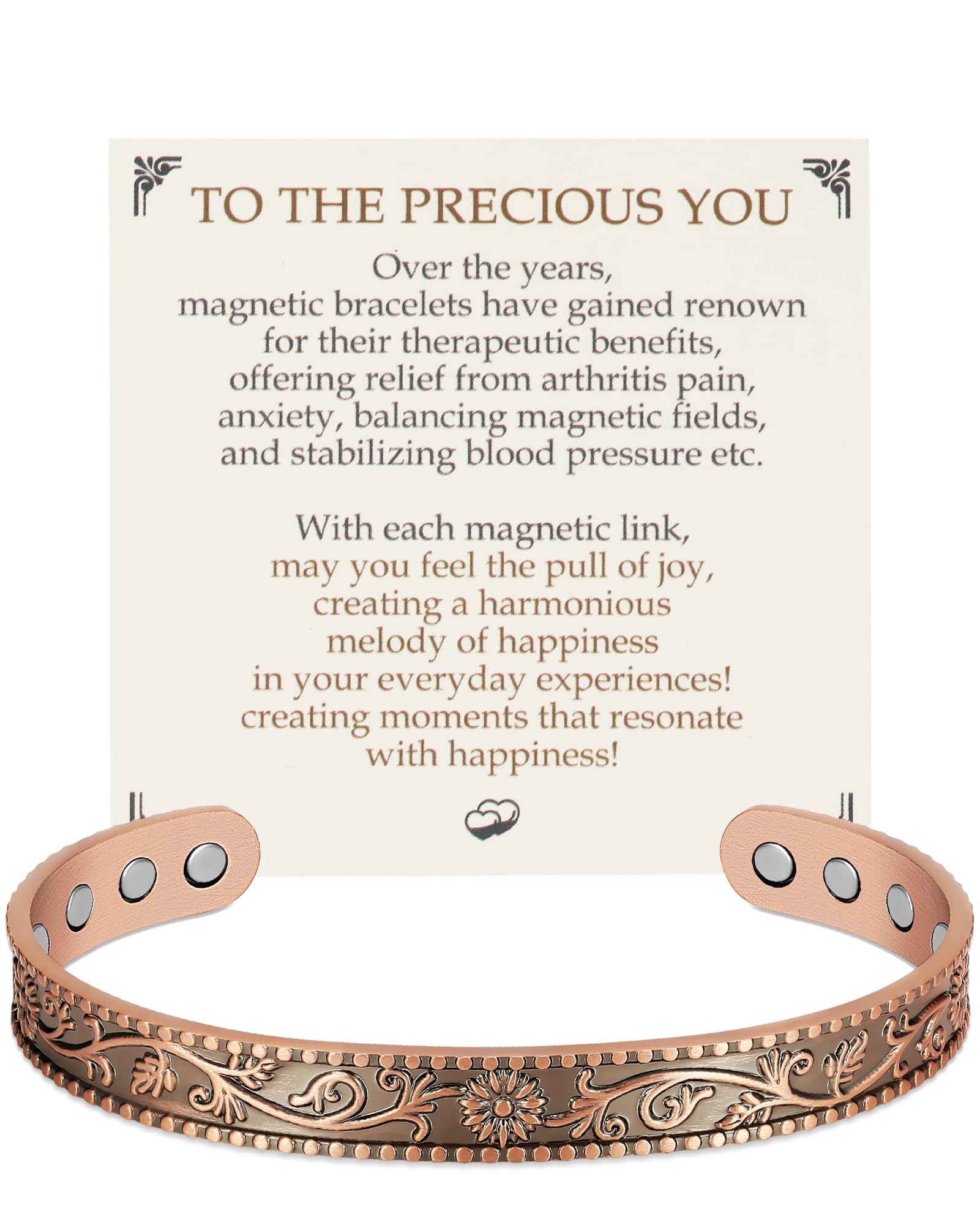 Feraco bracelet cuivre avec 12 aimants néodyme, style raffiné au quotidien.