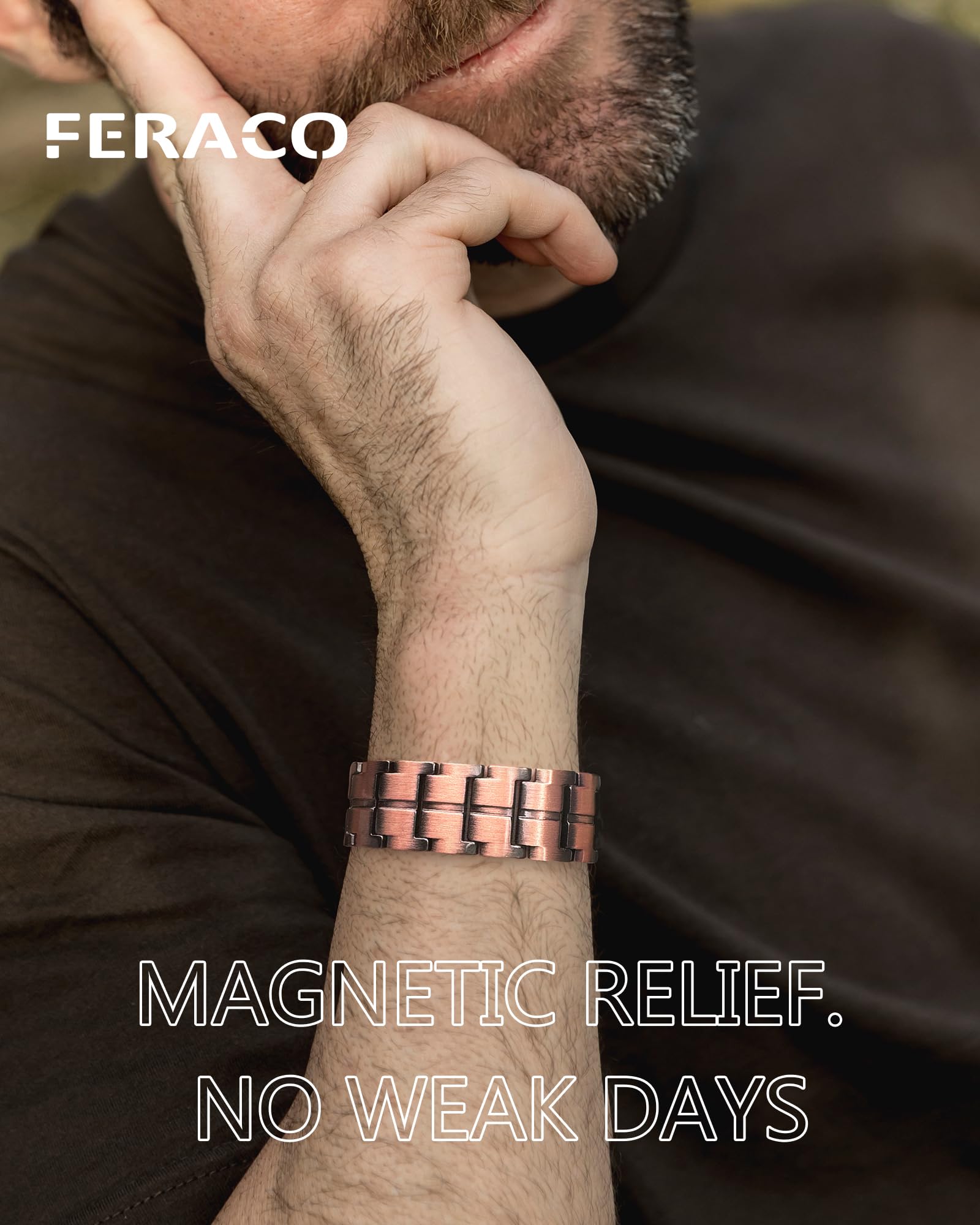 Feraco bracelet Cuivre 3x-force – outil de réglage inclus pour ajuster facilement