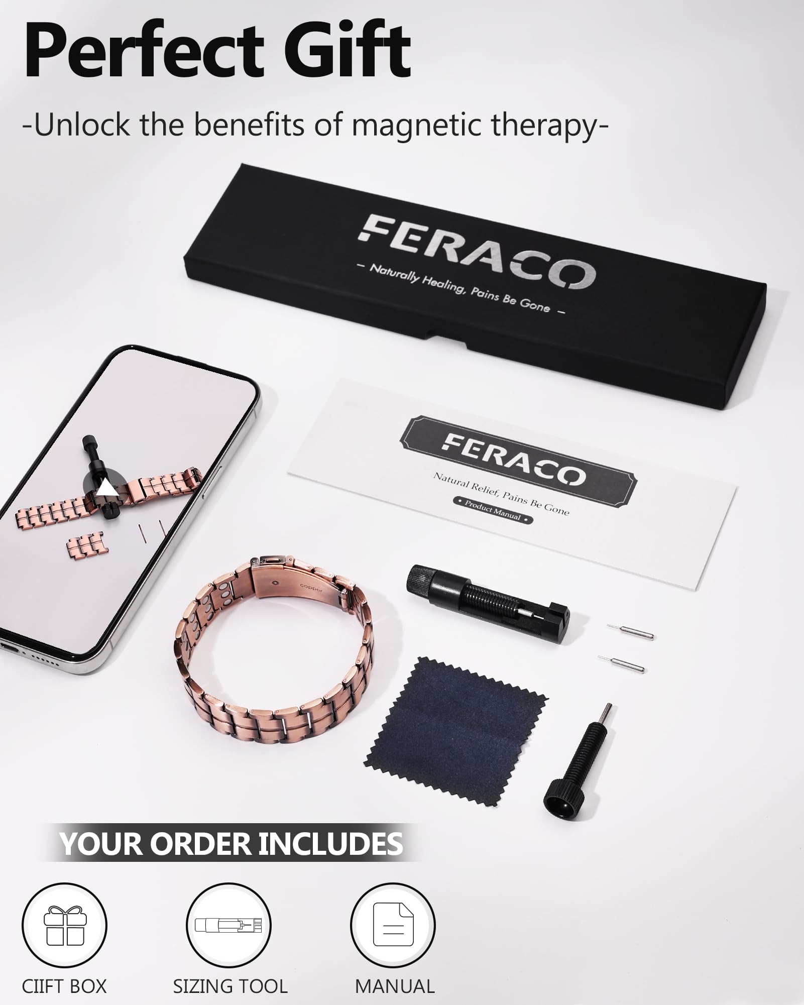 Feraco bracelet Cuivre 3x-force – démonstration produit, cadeau pratique et utile