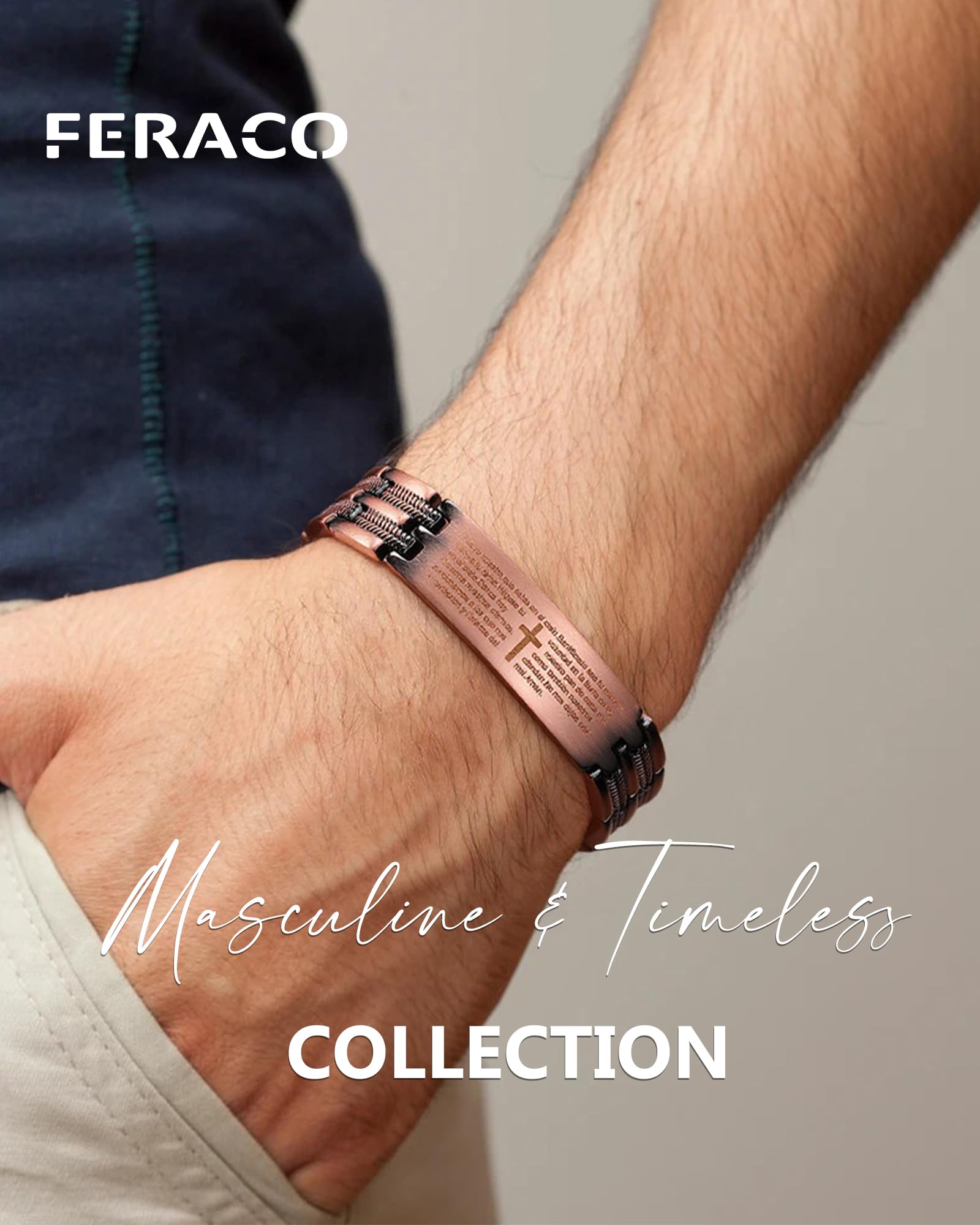 Bracelet Feraco cuivre avec aimants neodyme 3800 gauss pour équilibre potentiel.