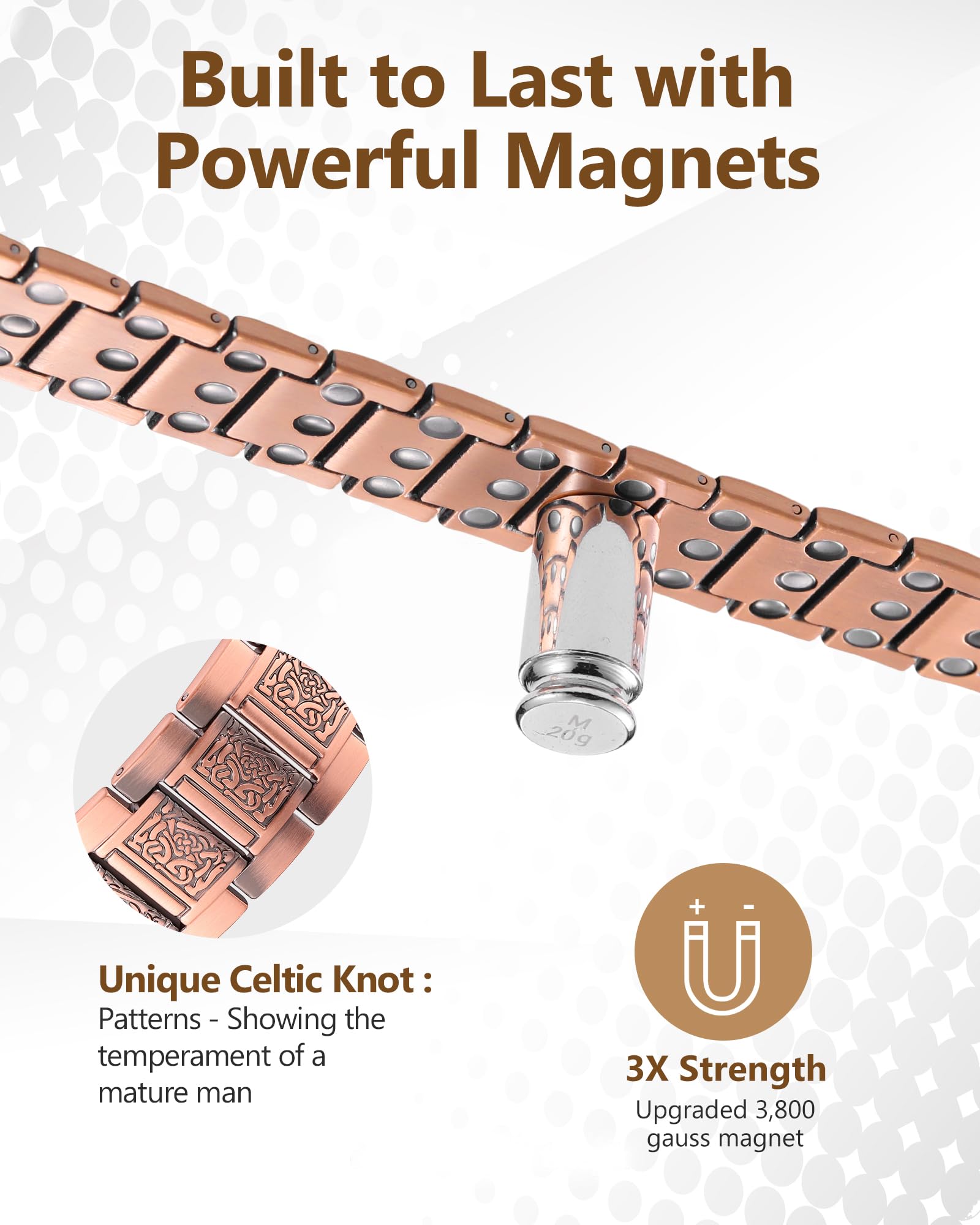 Feraco bracelet cuivre ajustable avec outil de taille pour un ajustement parfait.