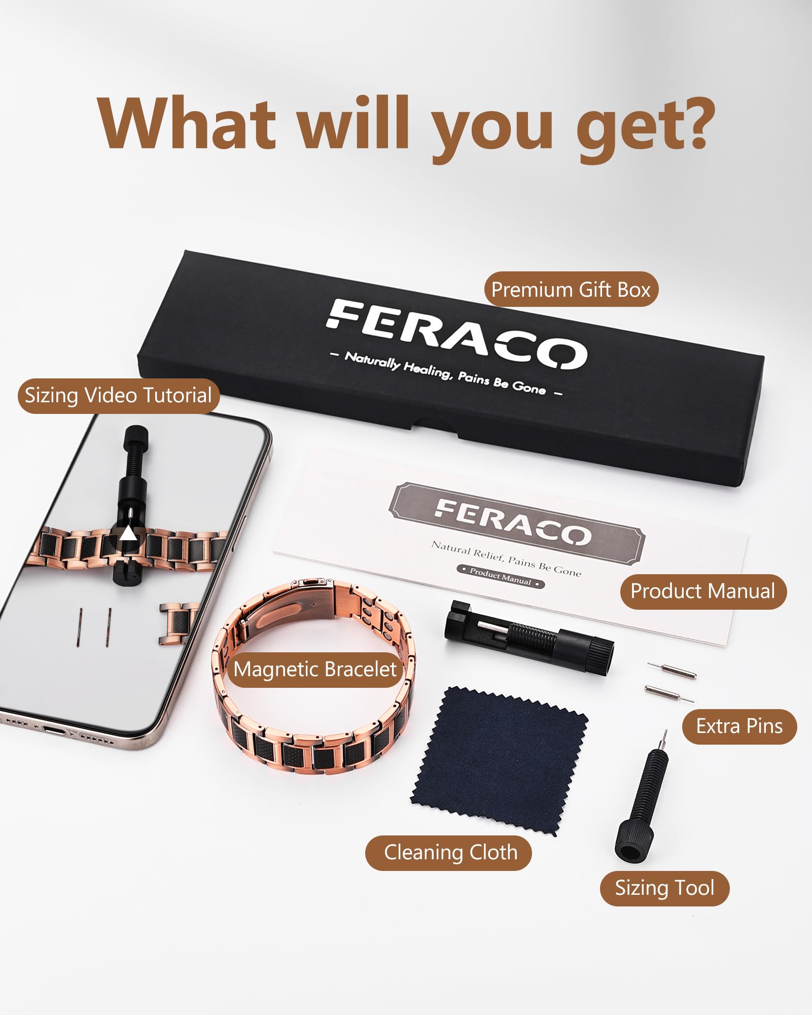 Accessoire cadeau Feraco cuivre, symbole de style et bien-être potentiel.